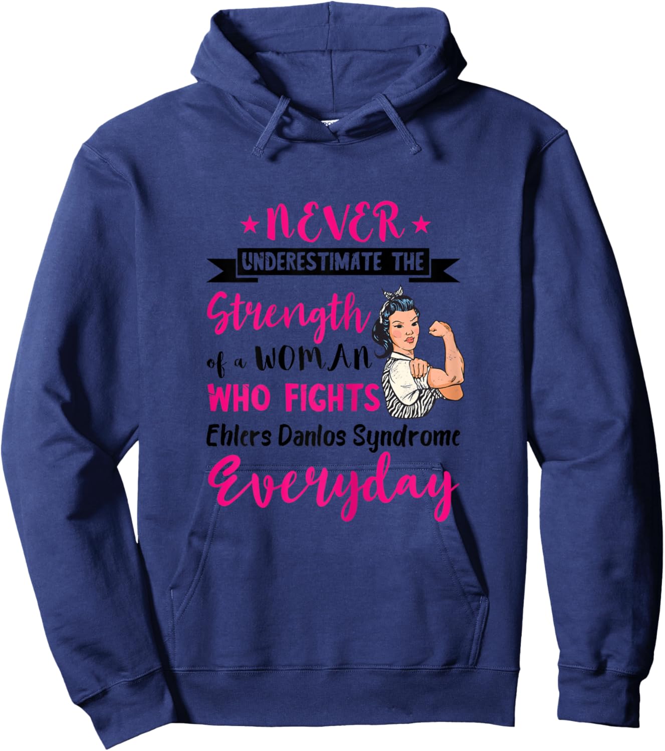 Ehlers Danlos Syndrome Awareness Woman Who Fights EDS Hoodie - Hoodie | Navy