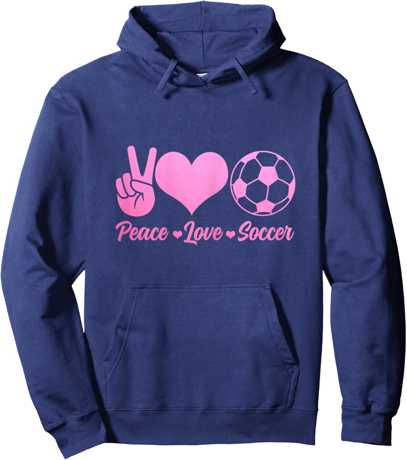 Soccer Player Peace Love Cute Soccer Player Girls Hoodie - Hoodie | Navy