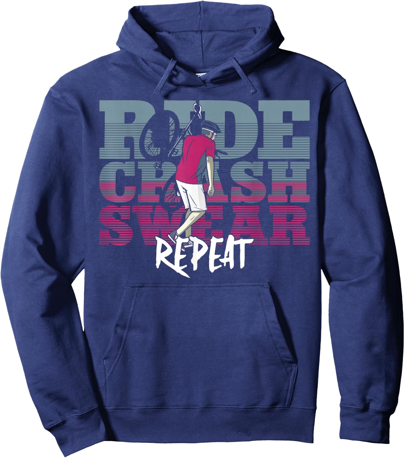 Enduro MTB Mountain Bike Riding Downhill Vintage Ride Crash Hoodie - Hoodie | Navy