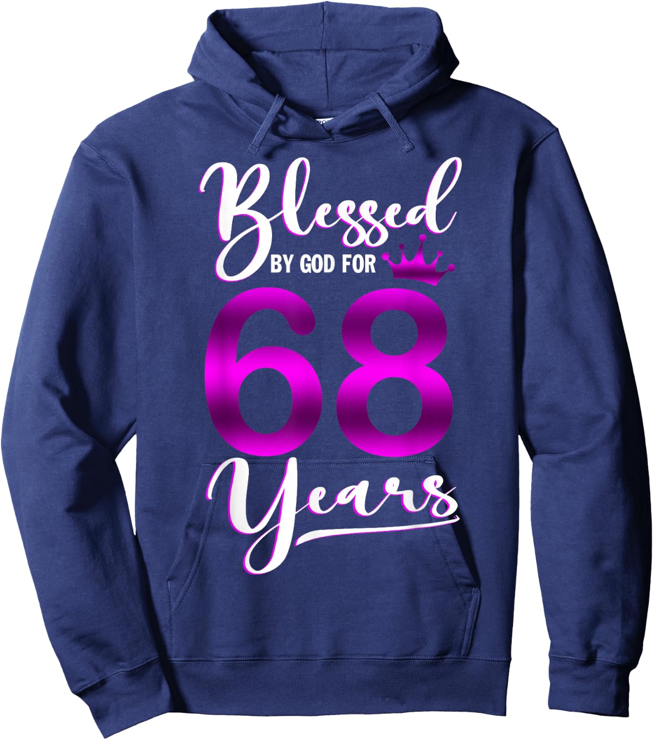 Vintage Blessed by God For 68 Years Old Happy 68th Birthday Hoodie - Hoodie | Navy