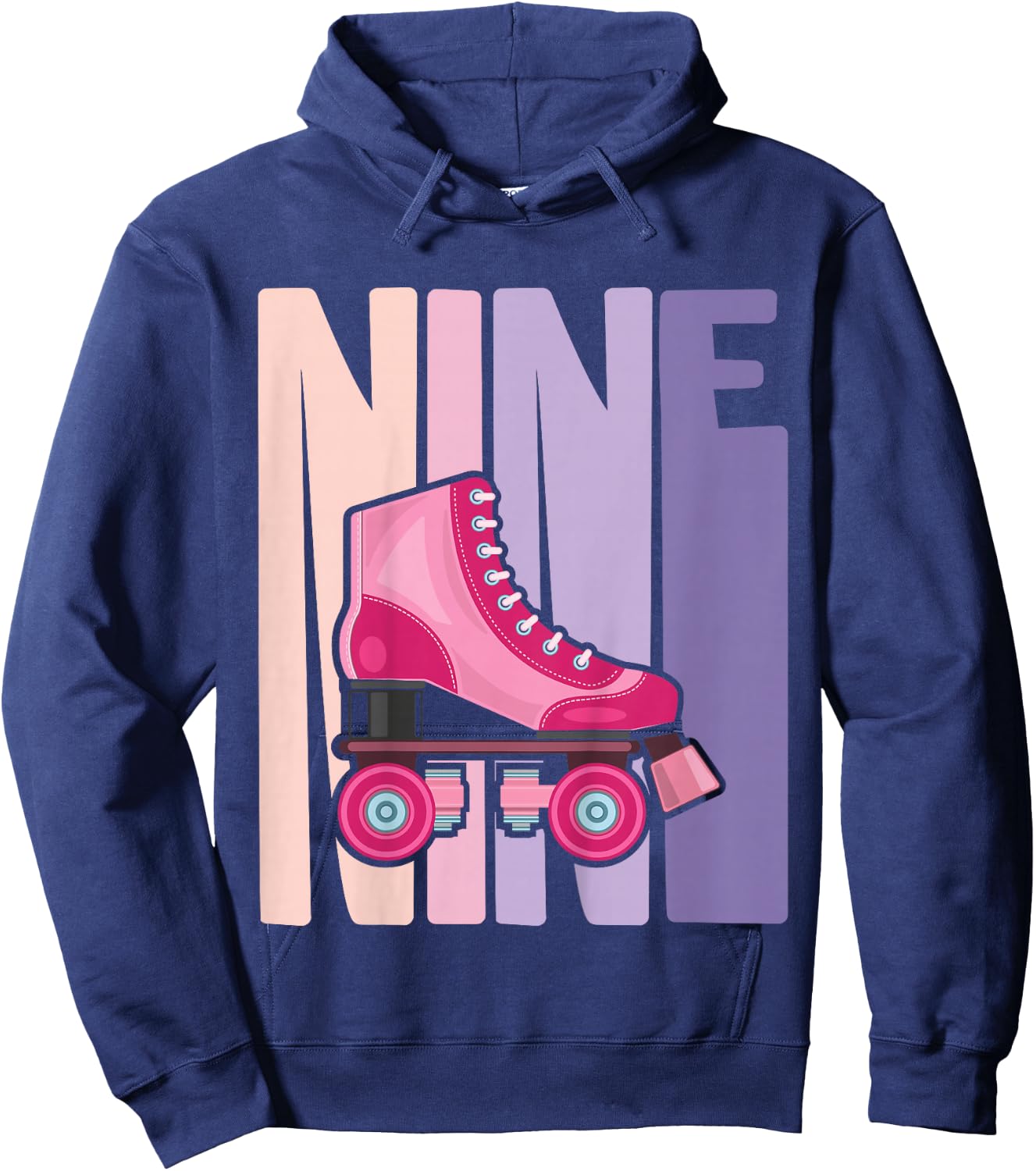 9 Year Old Cute Roller Skating Birthday Girl 9th B-day Hoodie - Hoodie | Navy