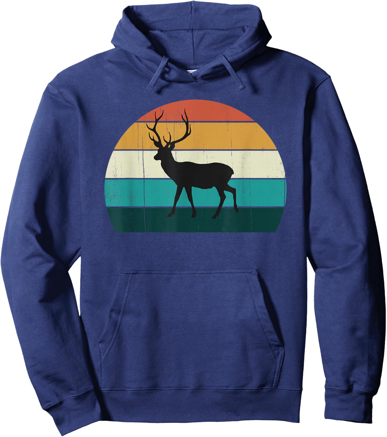 Funny Retro Deer Cool Sunset Gift Hoodie - Hoodie | Navy
