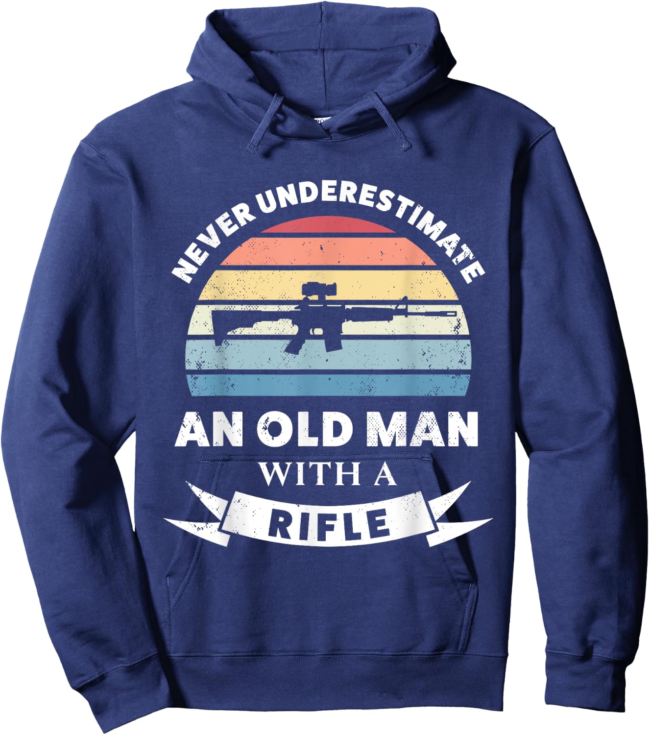 Old Man with a Rifle Funny Gun Gift Dad Hoodie - Hoodie | Navy