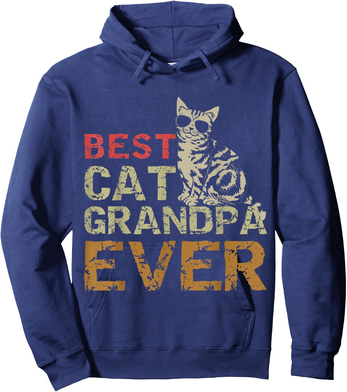Best Cat Grandpa Ever Funny Cat Kitty Lover Retro Style Gift Women Girls Kids Hoodie - Hoodie | Navy