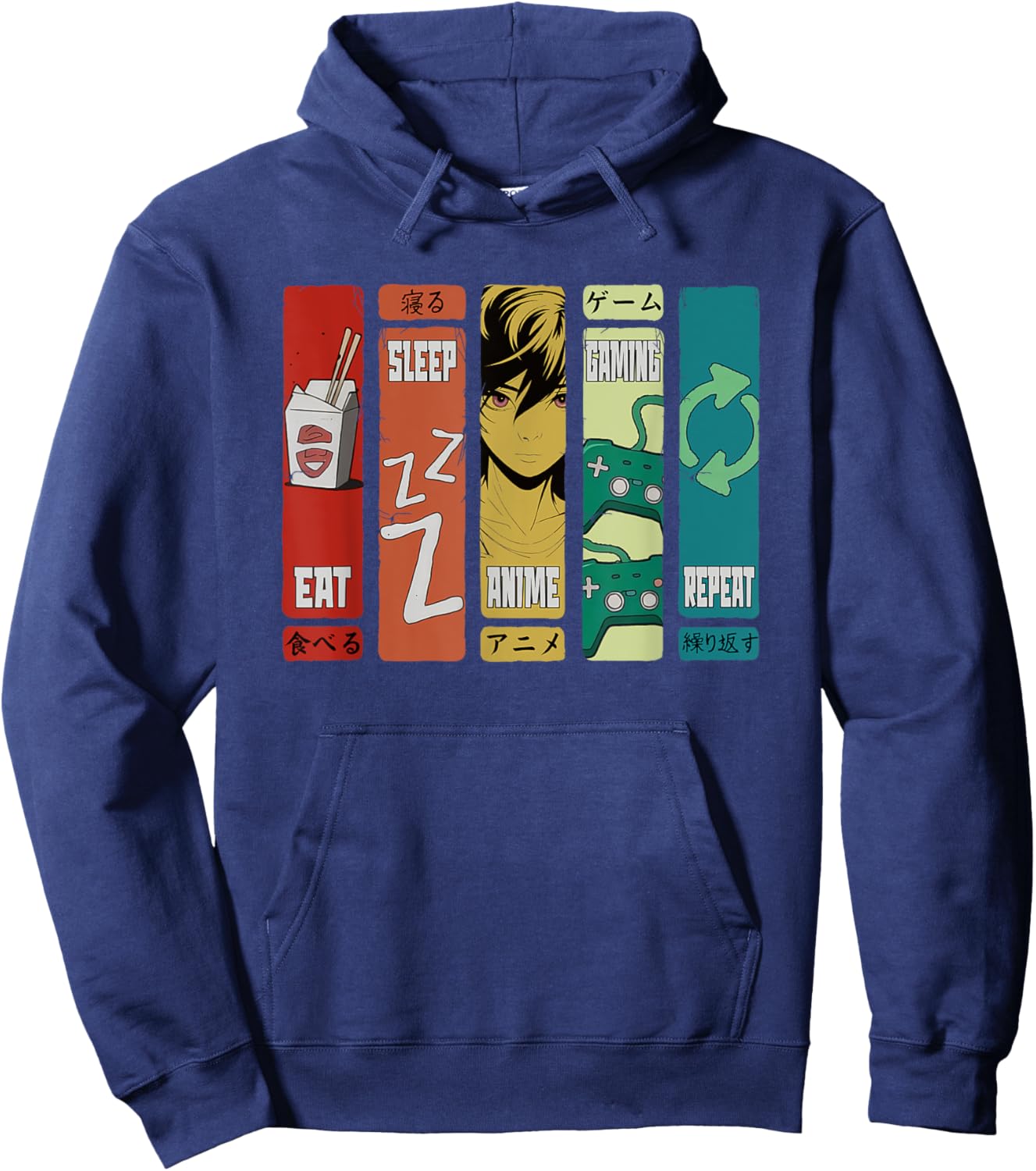 Eat Sleep Anime Gaming Repeat Funny Kawaii Anime Manga Hoodie - Hoodie | Navy