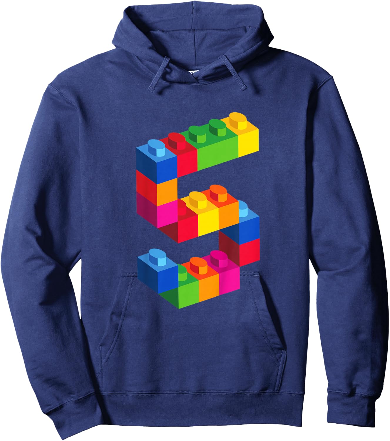 5 Year Old Building Blocks Birthday T Shirt Bricks 5th Gift Hoodie - Hoodie | Navy