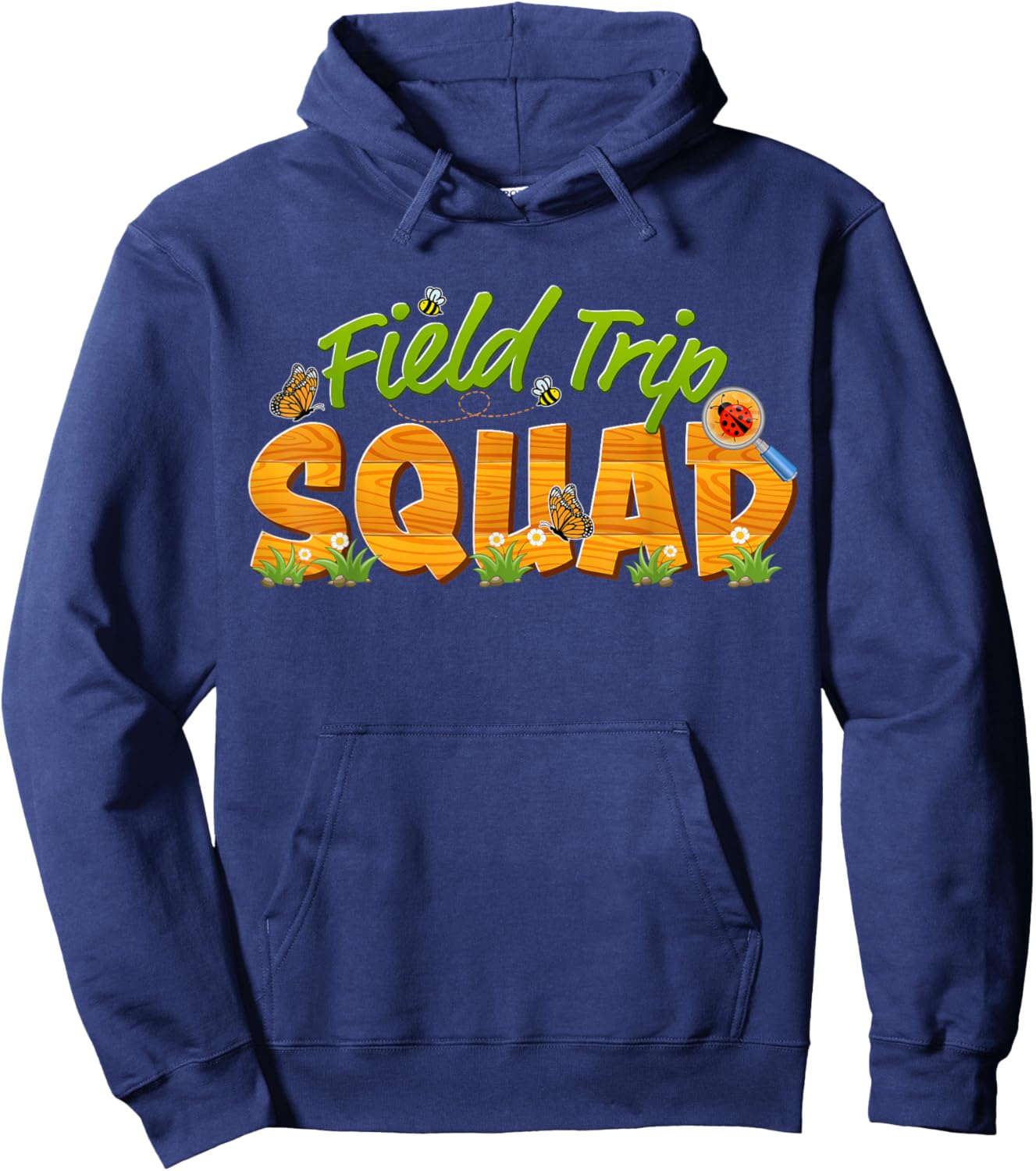 Nature Field Trip Squad School Matching Teacher Green Fields Hoodie - Hoodie | Navy