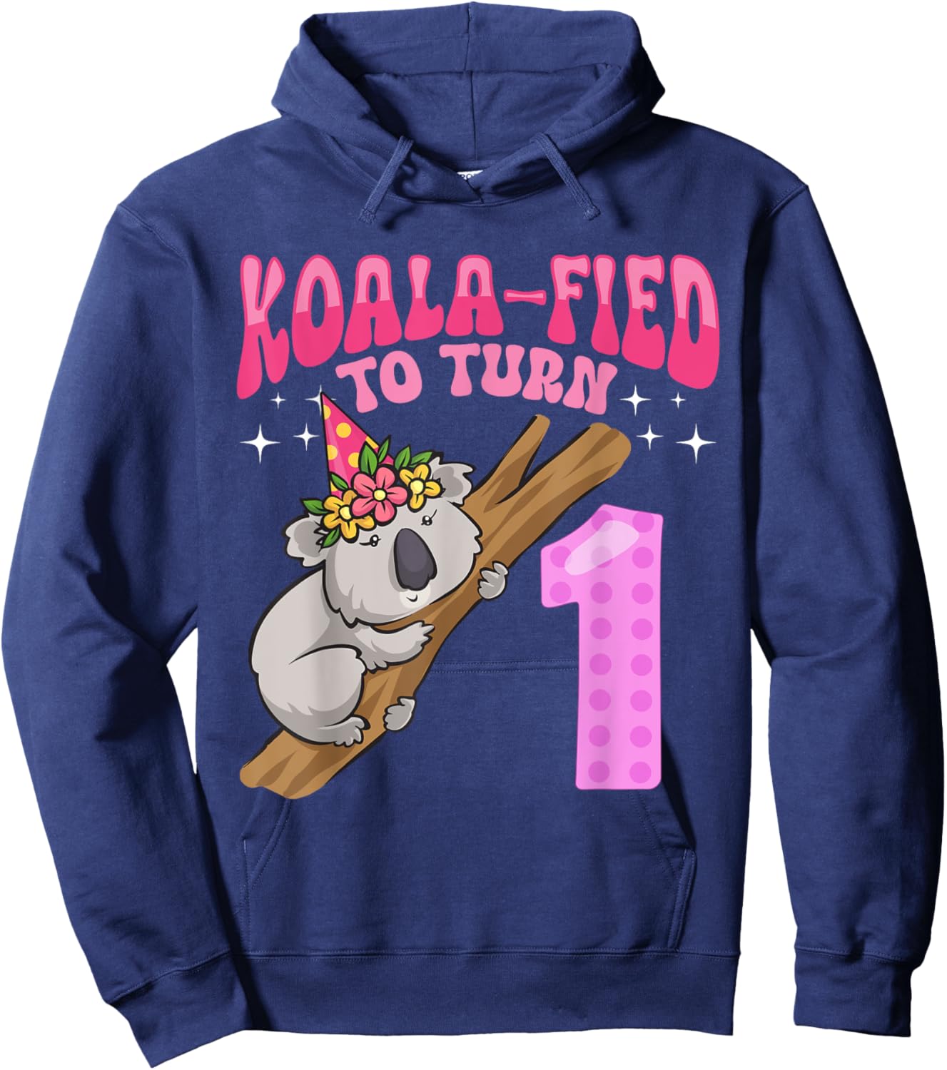 Koala-fied To Turn 1 Year Old 1st Birthday Party Koala Girl Hoodie - Hoodie | Navy