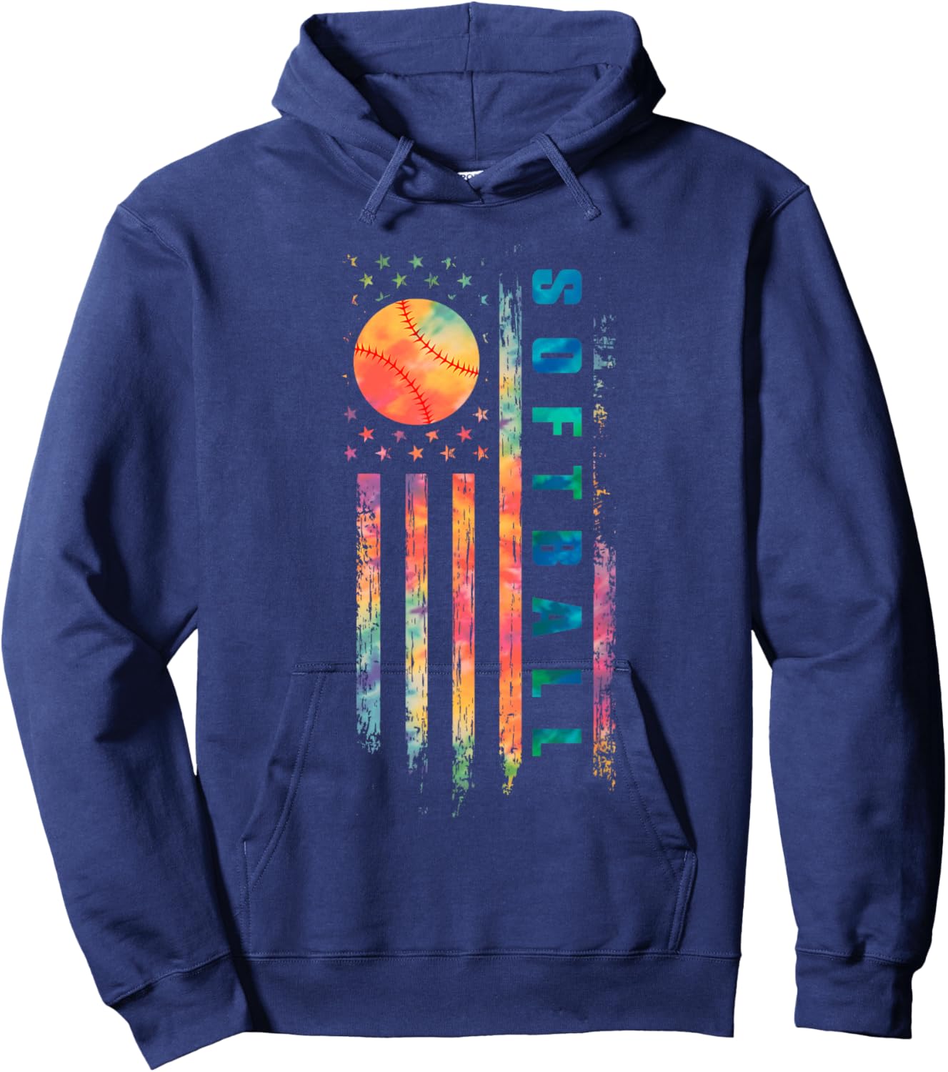 Tie Dye Softball Teen Girls Softball Player USA Flag Hoodie - Hoodie | Navy