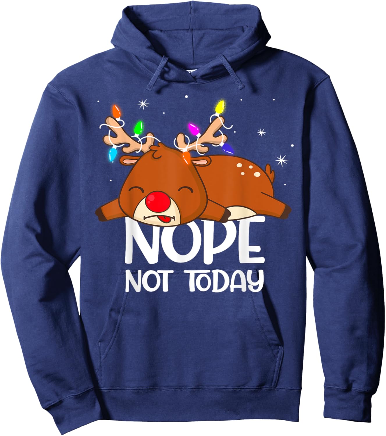 Funny pun lazy reindeer nope boys girls Family christmas Hoodie - Hoodie | Navy