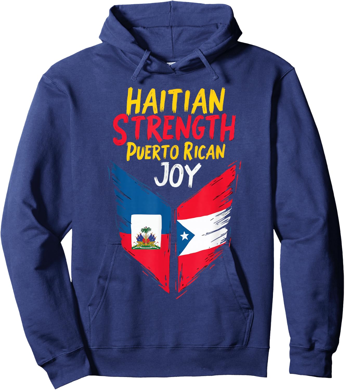 Half Haitian Half Puerto Rican Puerto Rico Flag Haiti Hoodie - Hoodie | Navy