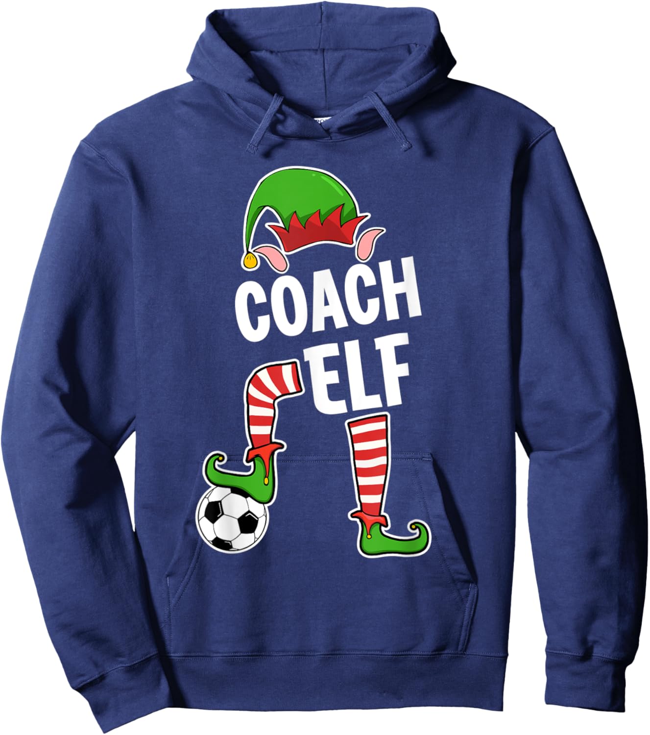 Christmas Soccer Elf for Soccer Coaches Elf Hoodie - Hoodie | Navy