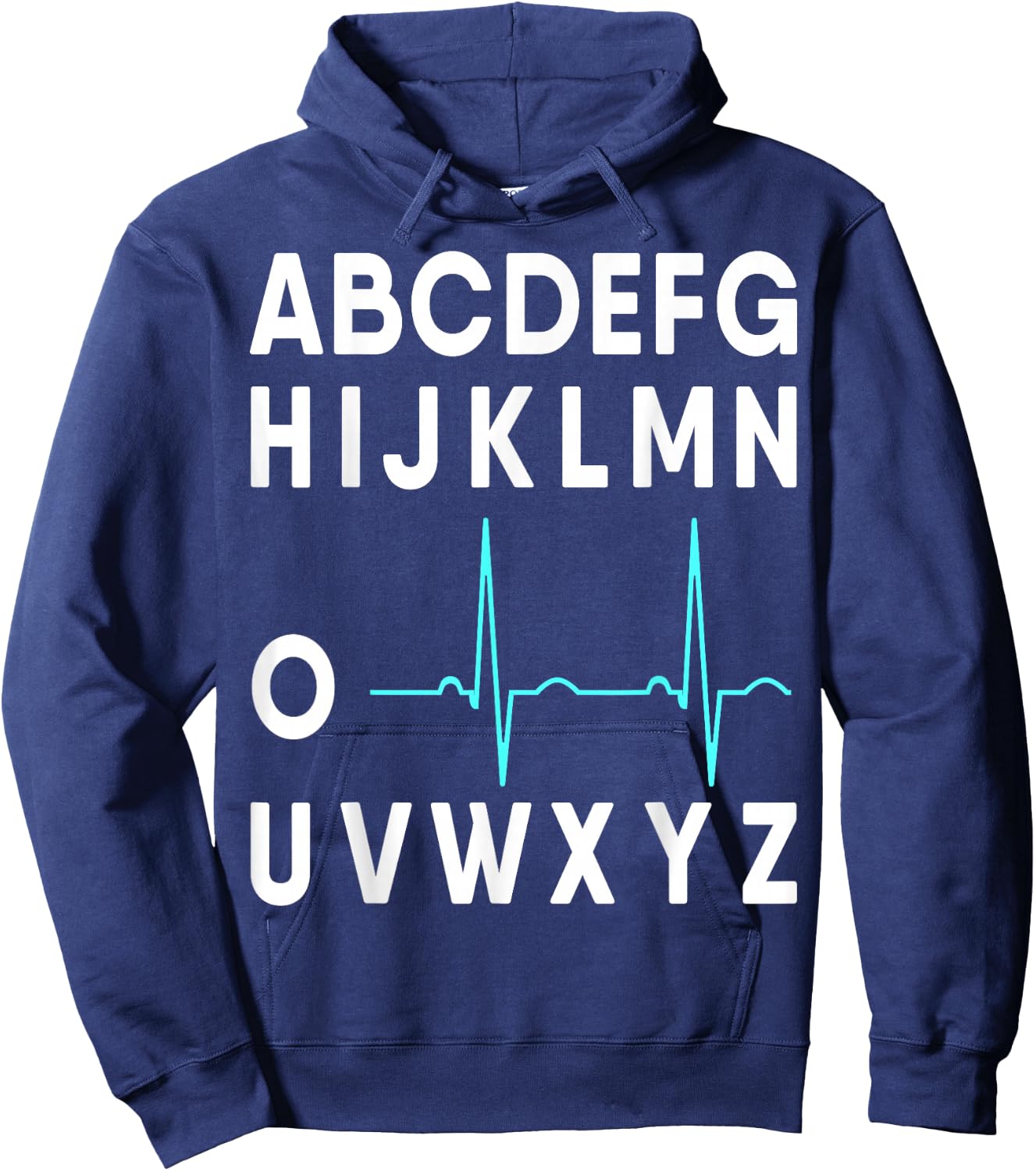 Med School Co. EKG Alphabet Heartbeat Line Doctor Nurse Hoodie - Hoodie | Navy