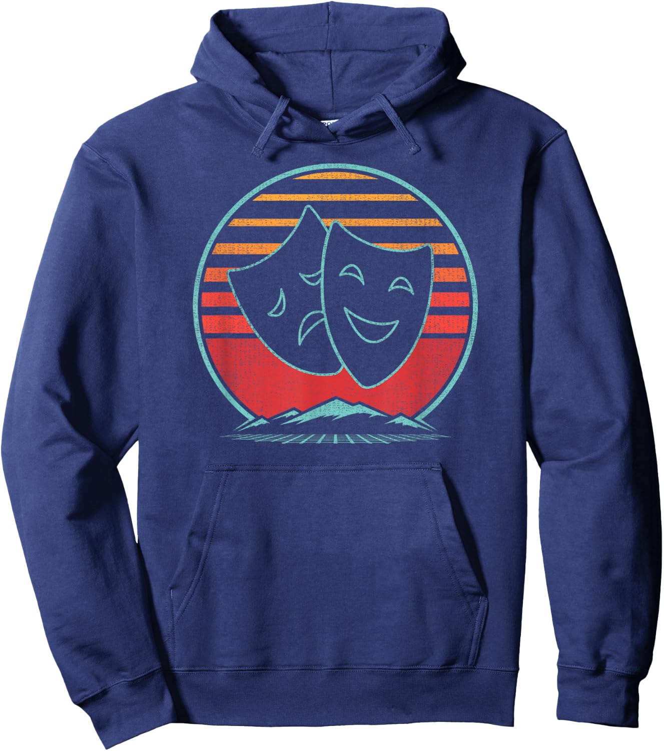 Theatre Masks Retro 80s Style Drama Actress Actor Gift Hoodie - Hoodie | Navy