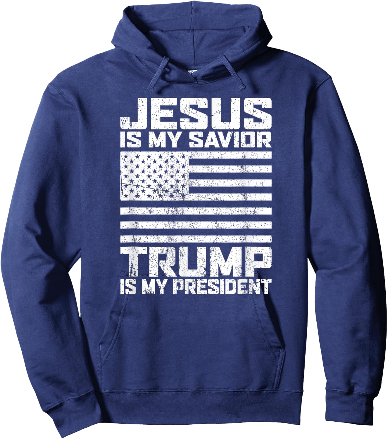 "Jesus is my Savior - Trump is my President" vintage white Hoodie - Hoodie | Navy