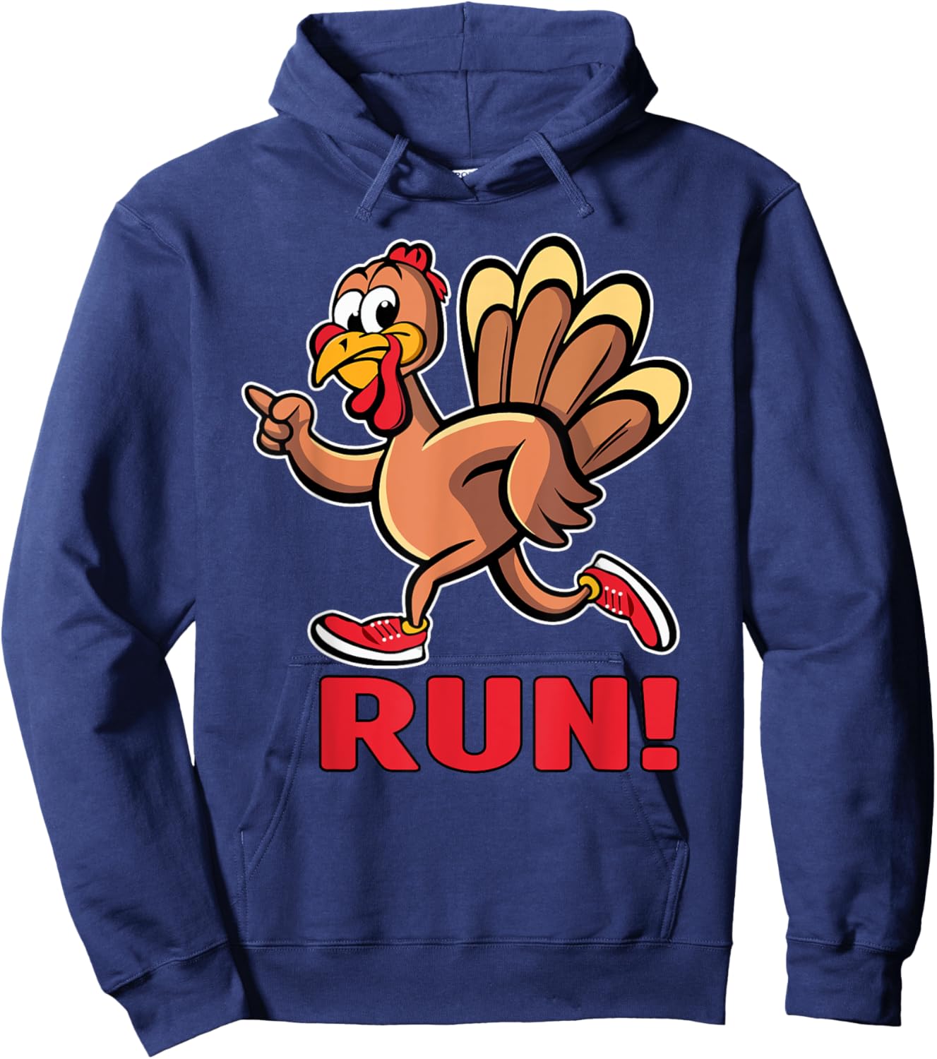 Funny Turkey Trot Run Thanksgiving Turkey Running Kids Adult Hoodie - Hoodie | Navy