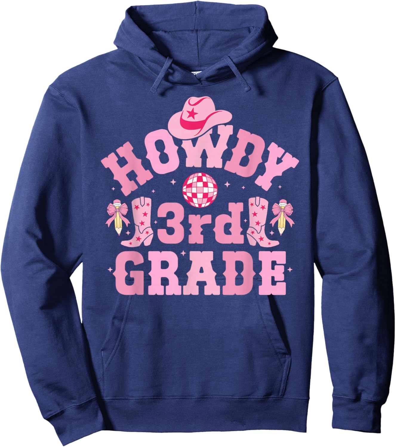 Howdy 3rd Grade Cowgirl Third Grade Western Teacher Girls Hoodie - Hoodie | Navy