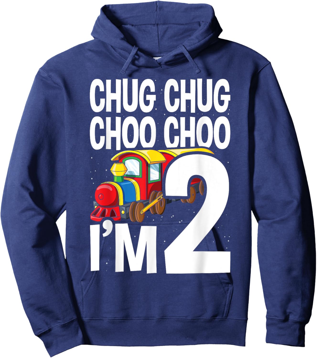 2nd Birthday Chug Chug Choo Choo I'm 2 Train Party Hoodie - Hoodie | Navy