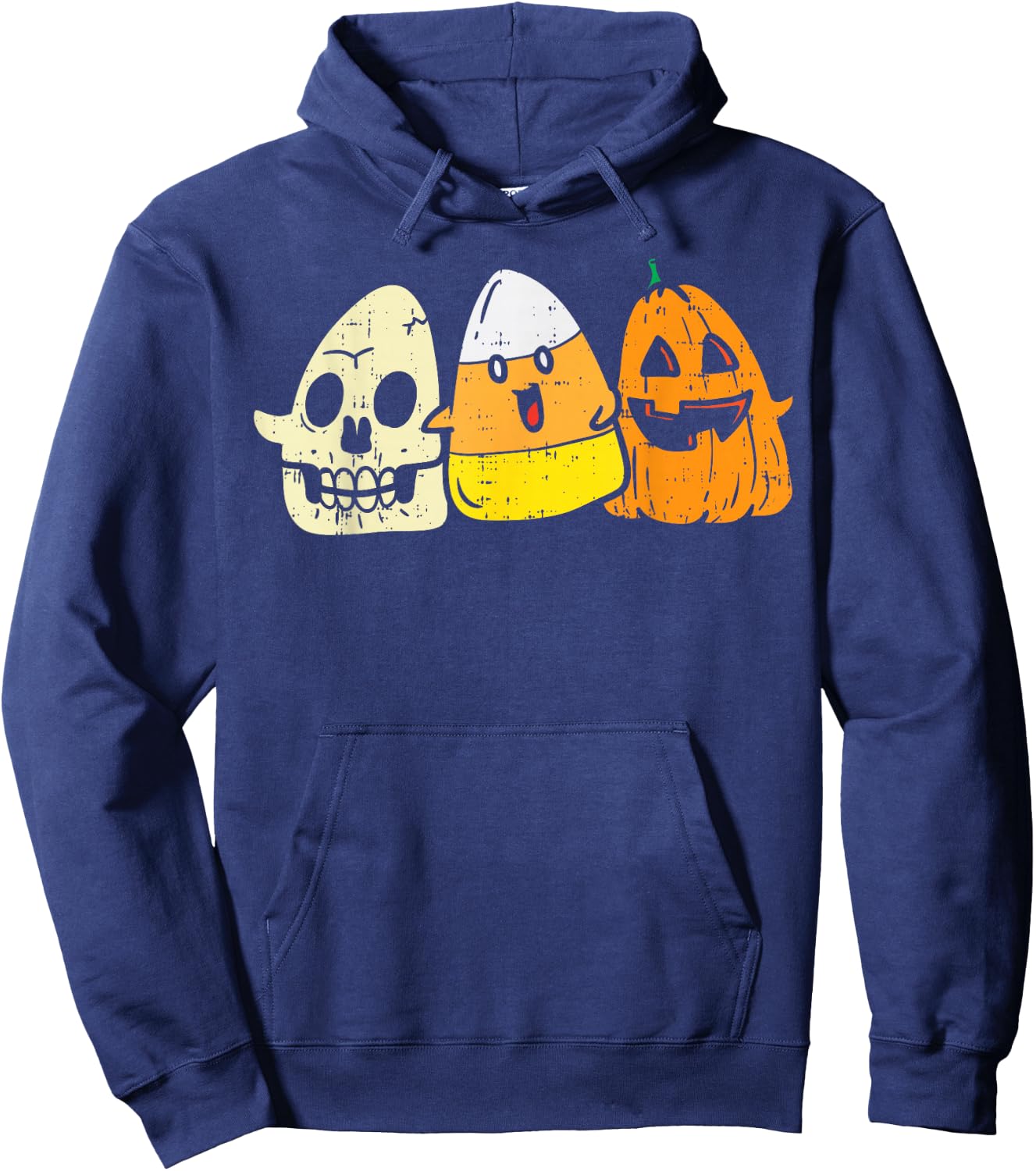 Candy Corn Skeleton Skull Pumpkin Fun Halloween Costume Kids Hoodie - Hoodie | Navy