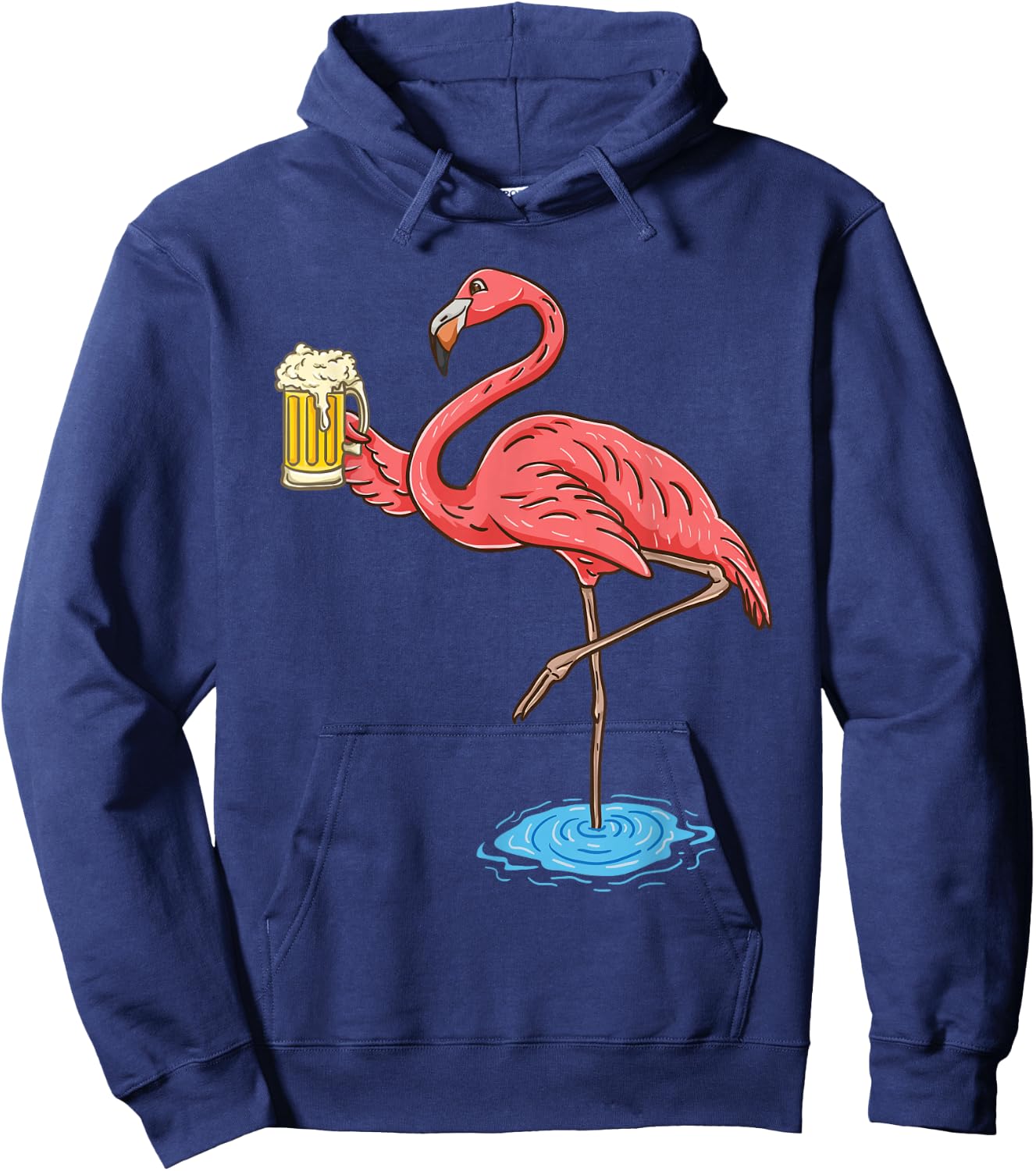 Flamingo Drinking Beer Hoodie - Hoodie | Navy