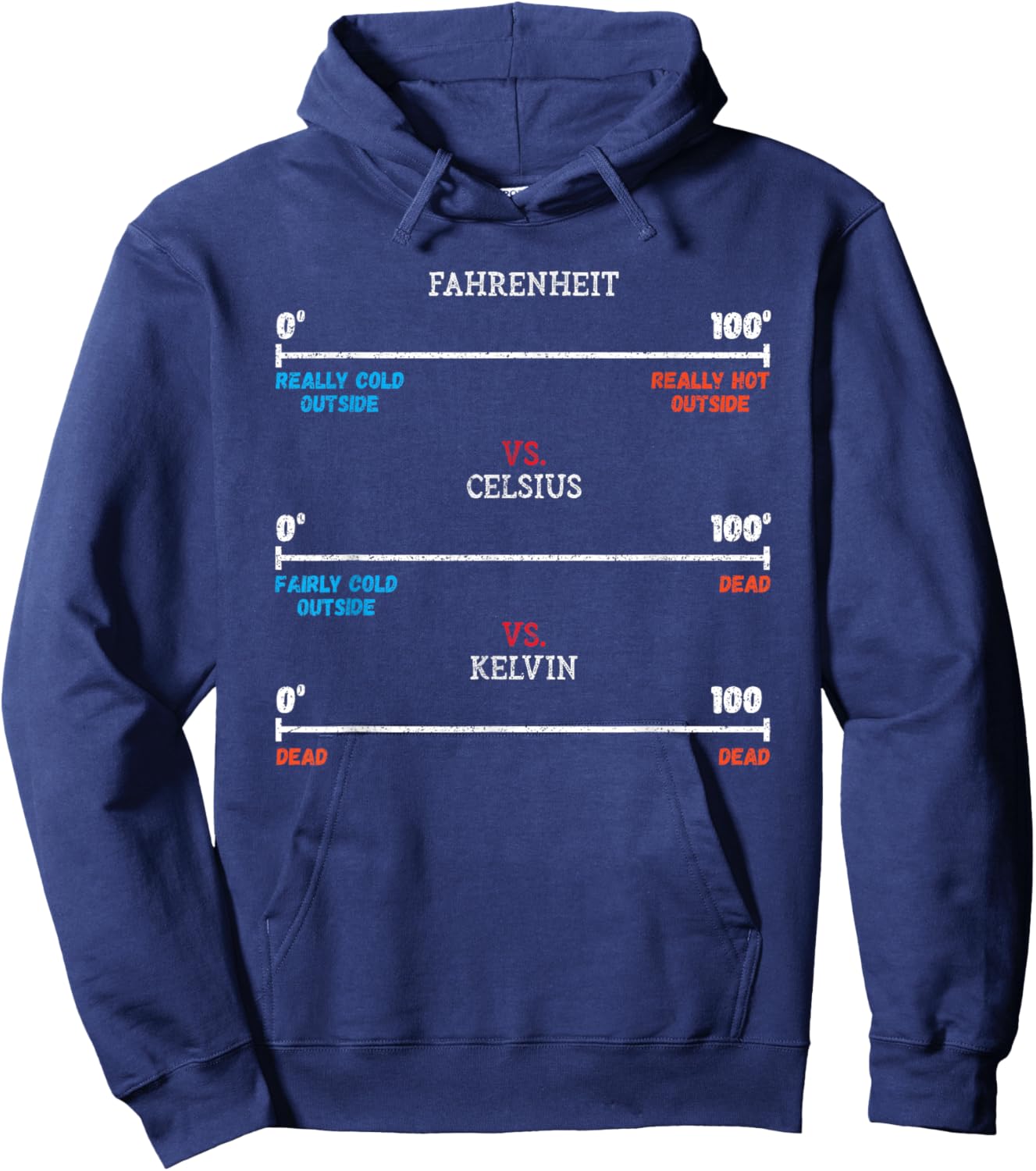 Fahrenheit vs Celsius vs Kelvin Science Humour Chemistry Hoodie - Hoodie | Navy