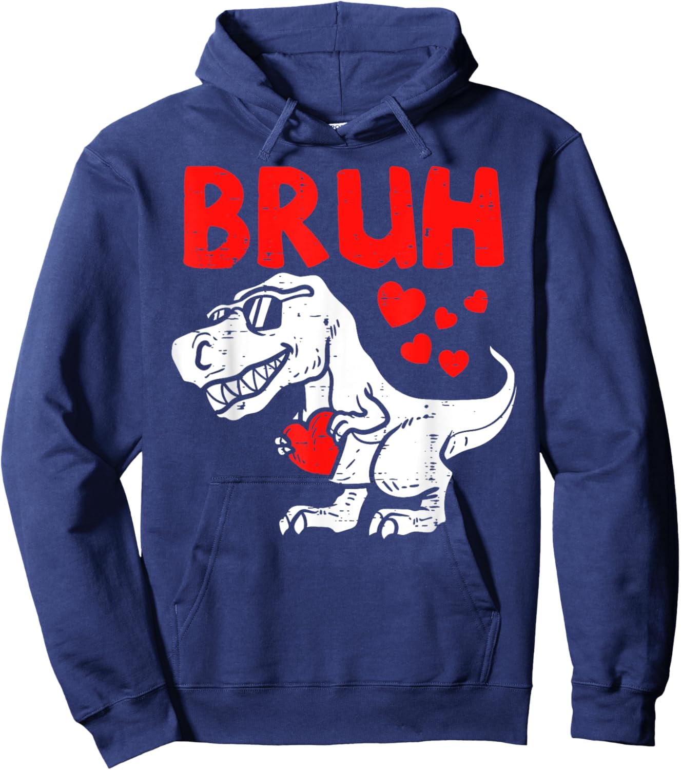 Bruh Dinosaur Retro Valentines Boys Men Kids Steal Hearts Hoodie - Hoodie | Navy