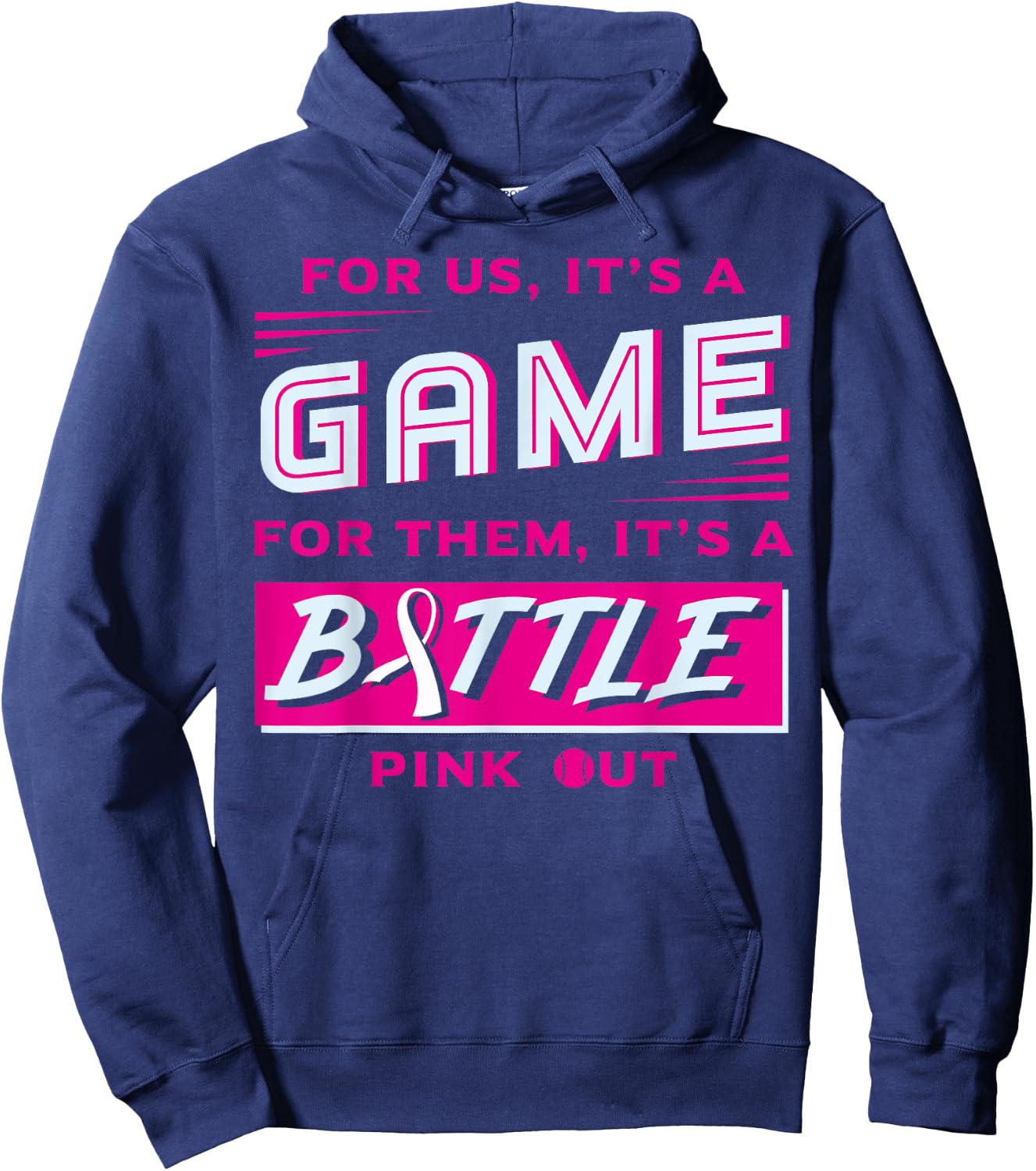 Pink Out Breast Cancer Softball Ball Pink Ribbon Mammogram Hoodie - Hoodie | Navy