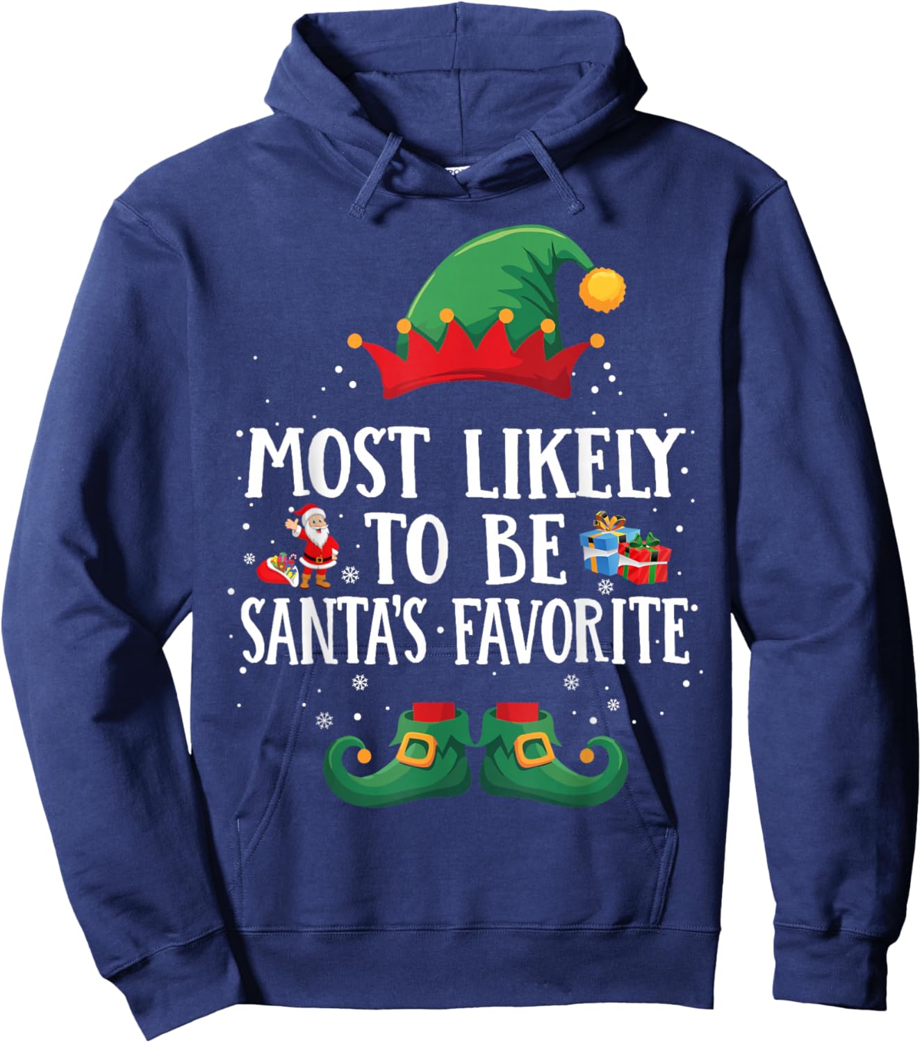 Most Likely To Be Santa’s Favorite Matching Christmas Elf Hoodie - Hoodie | Navy