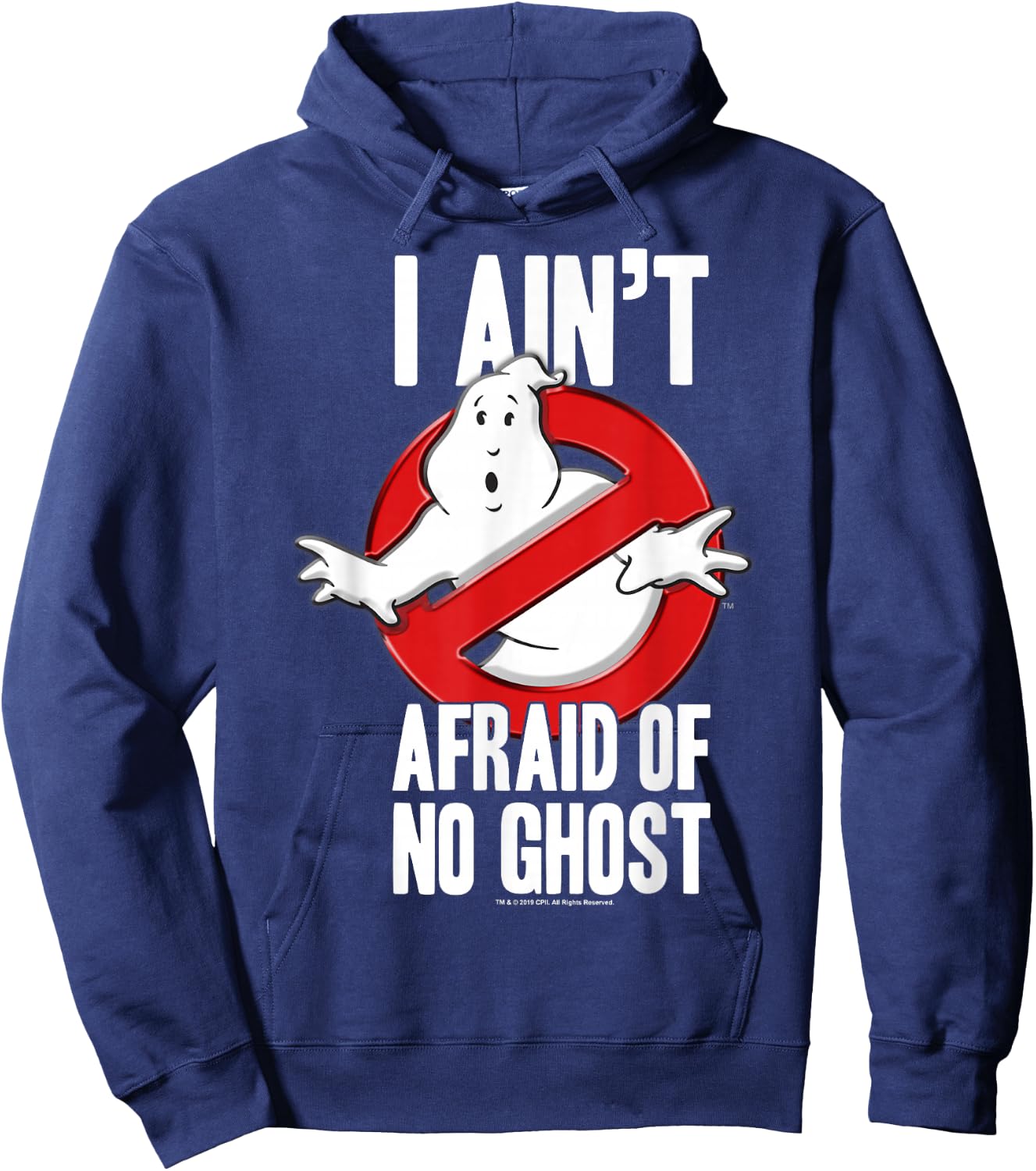 Ghostbusters I Ain't Afraid Of No Ghost Bold Text Hoodie - Hoodie | Navy