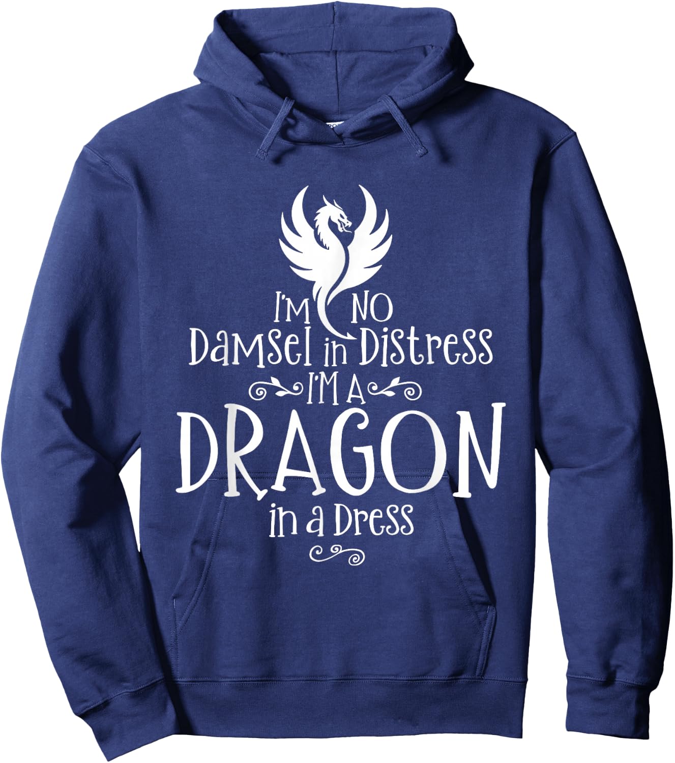 Crafty Snail I'm No Damsel In Distress, I'm A Dragon In A Dress Kids Hoodie - Hoodie | Navy