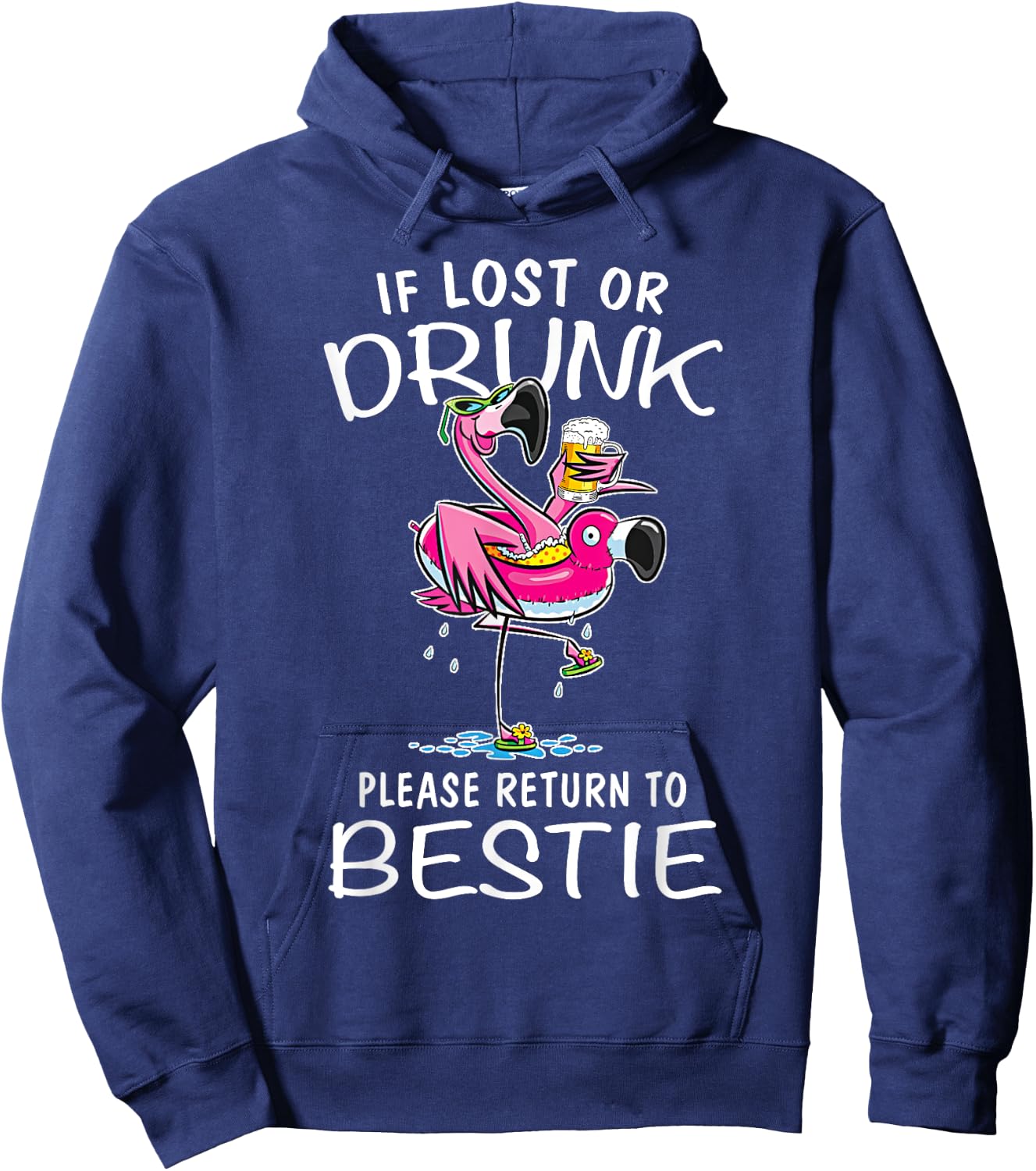 If lost or drunk please return to my bestie Couple Flamingo Hoodie - Hoodie | Navy