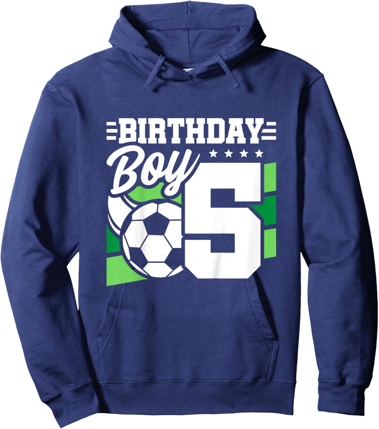 Kids Soccer Birthday Party - 5 Year Old Boy - 5th Birthday Hoodie - Hoodie | Navy