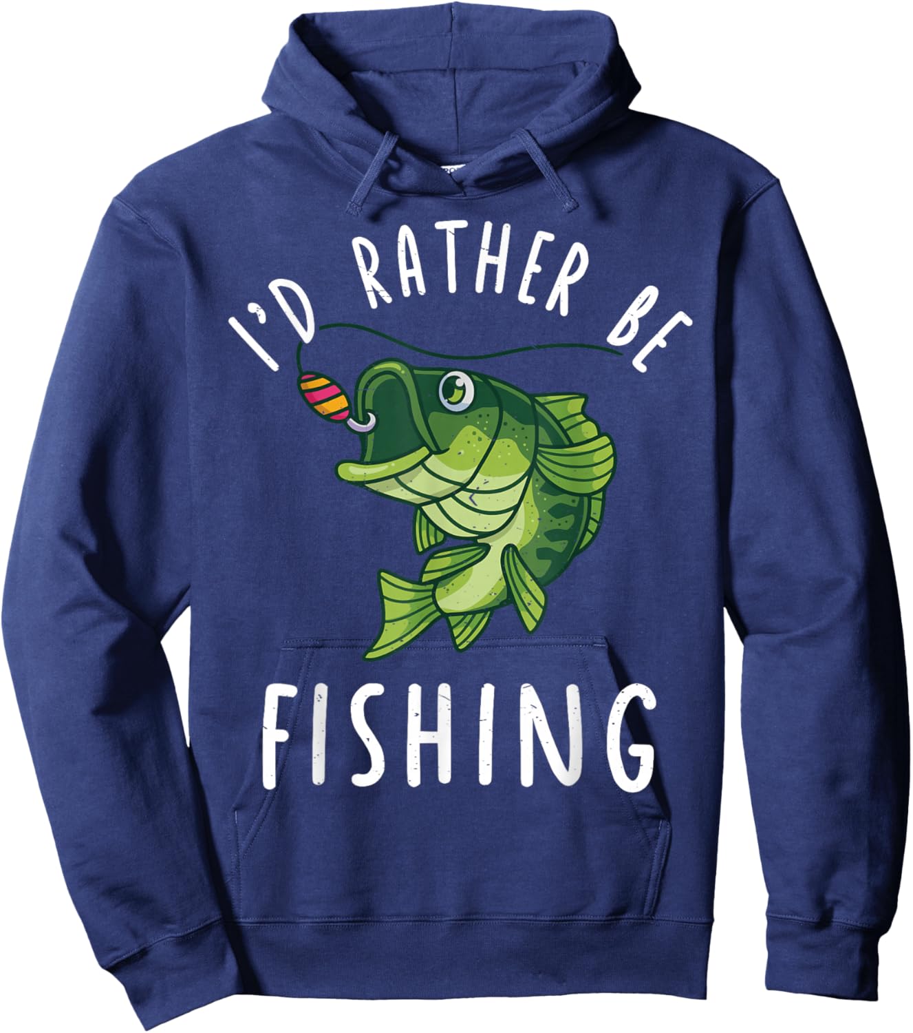 Boy Kids I'd Rather Be Fishing-Shirt Funny Bass Fishing Gift Hoodie - Hoodie | Navy
