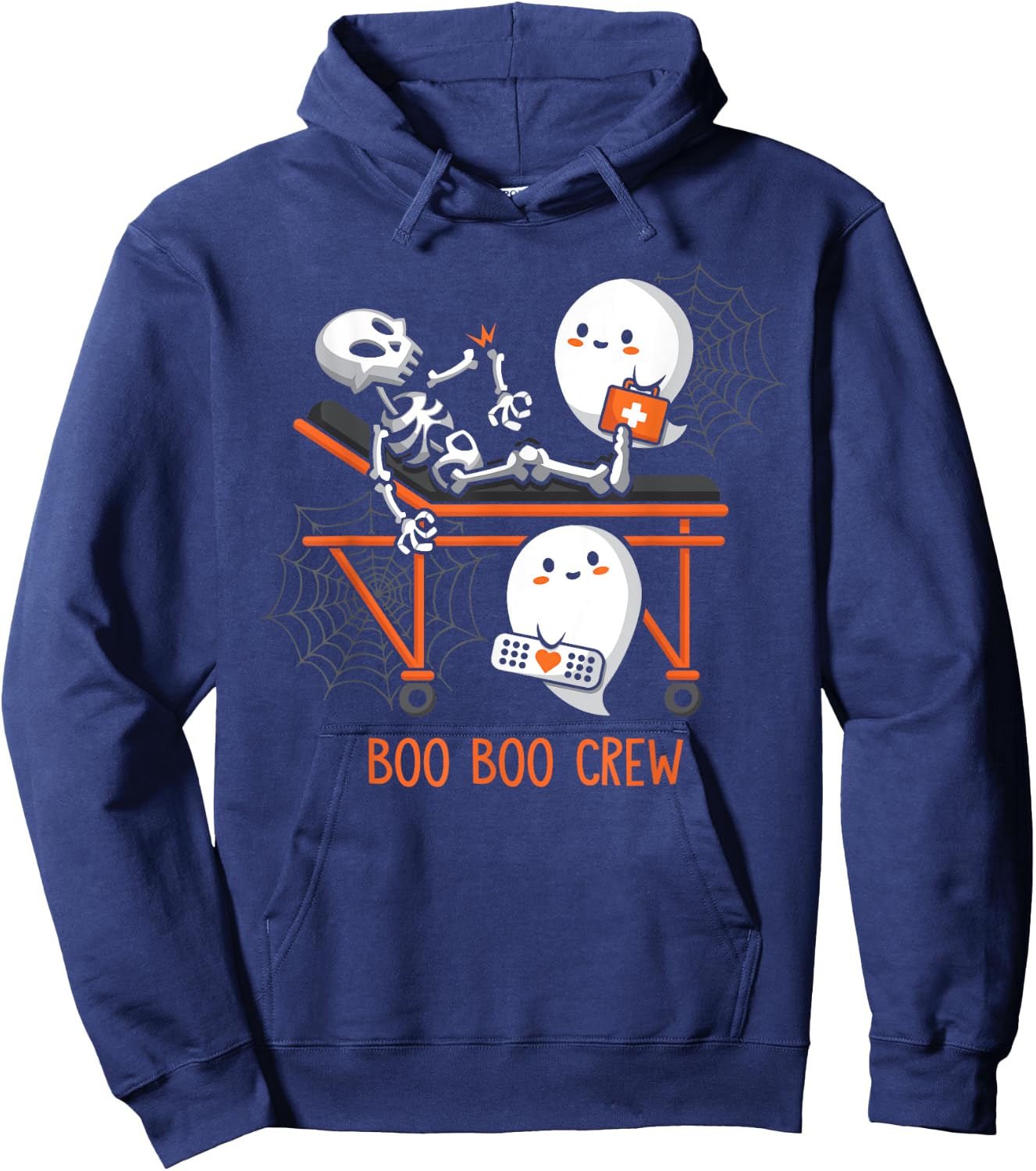 Boo Boo Crew Ghost Doctor Paramedic EMT Nurse Halloween Hoodie - Hoodie | Navy