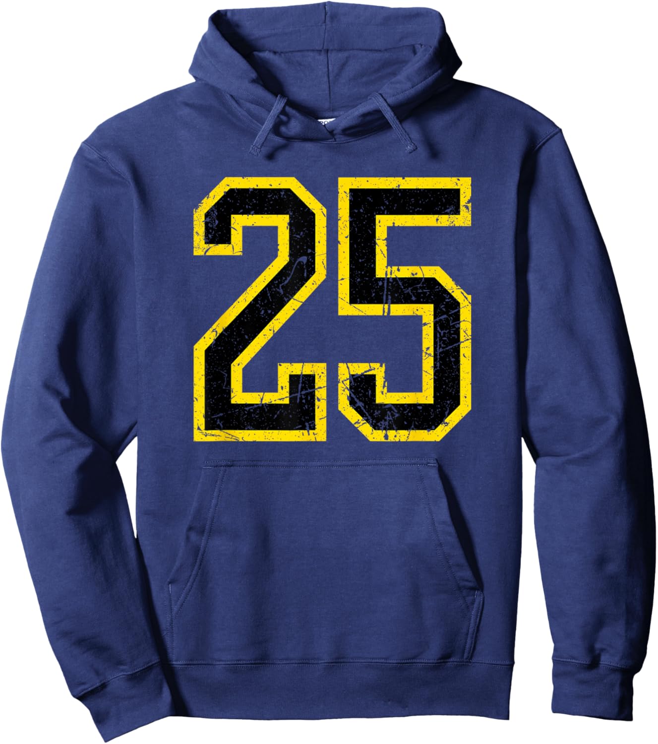 Vintage Number #25 Yellow Black Varsity Number Hoodie - Hoodie | Navy