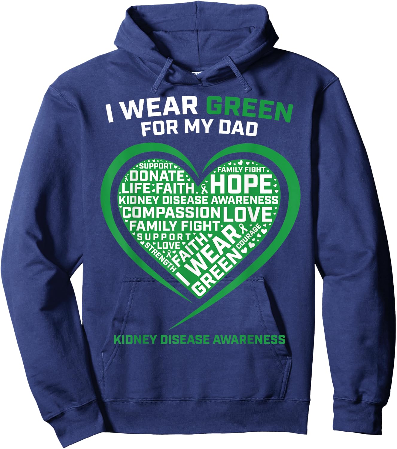 Men Women Kids Gifts Dad Kidney Transplant Disease Awareness Hoodie - Hoodie | Navy