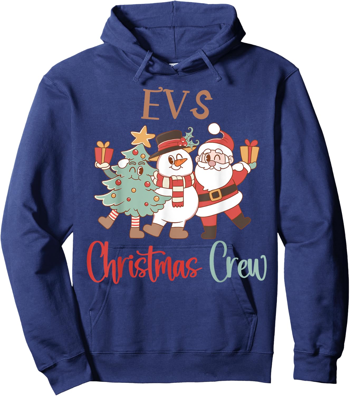 EVS Christmas Crew Santa Snowman Environmental Services Team Hoodie - Hoodie | Navy