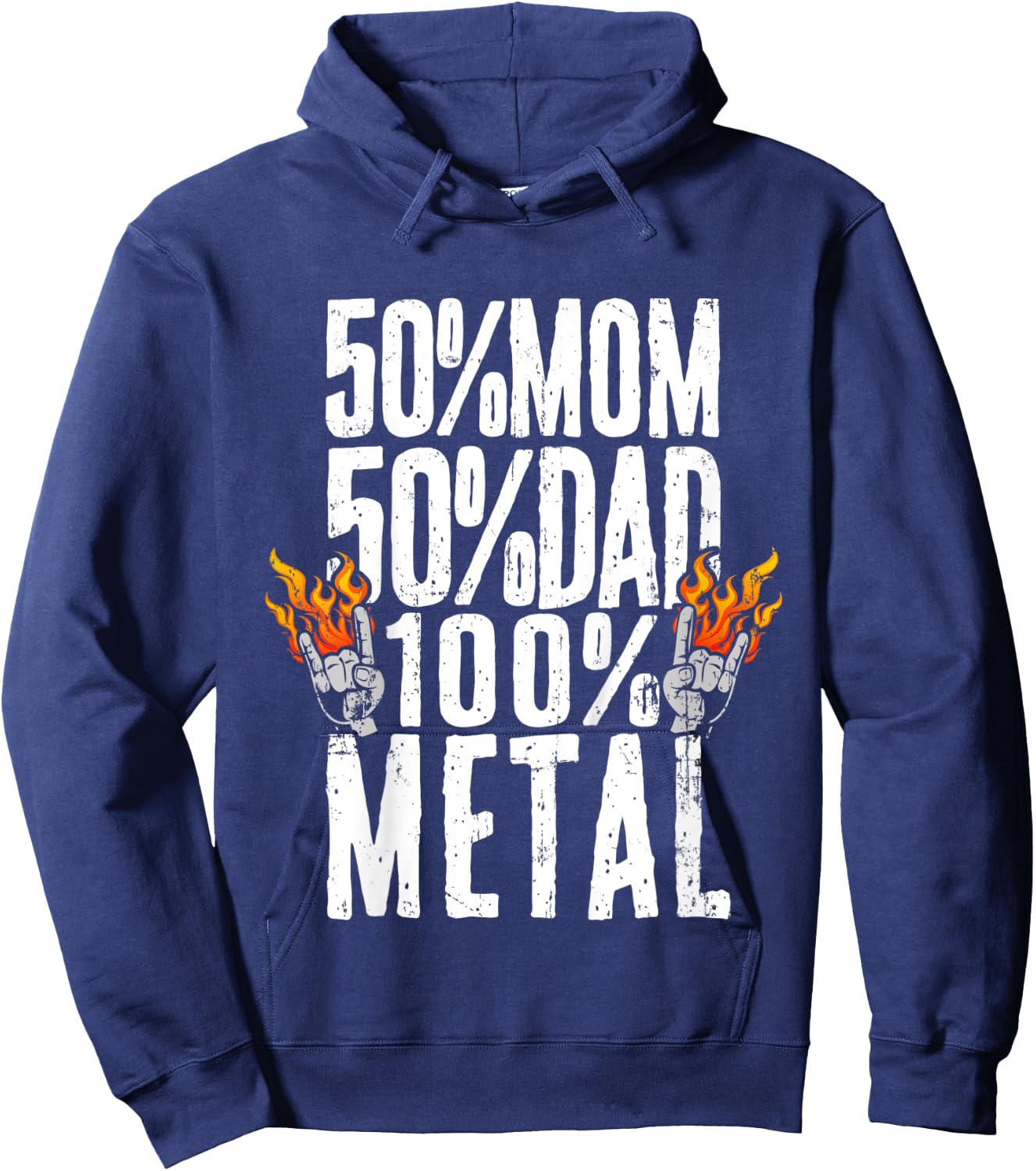 Kids 50% Mom 50% Dad 100% Heavy Metal Music Hoodie - Hoodie | Navy
