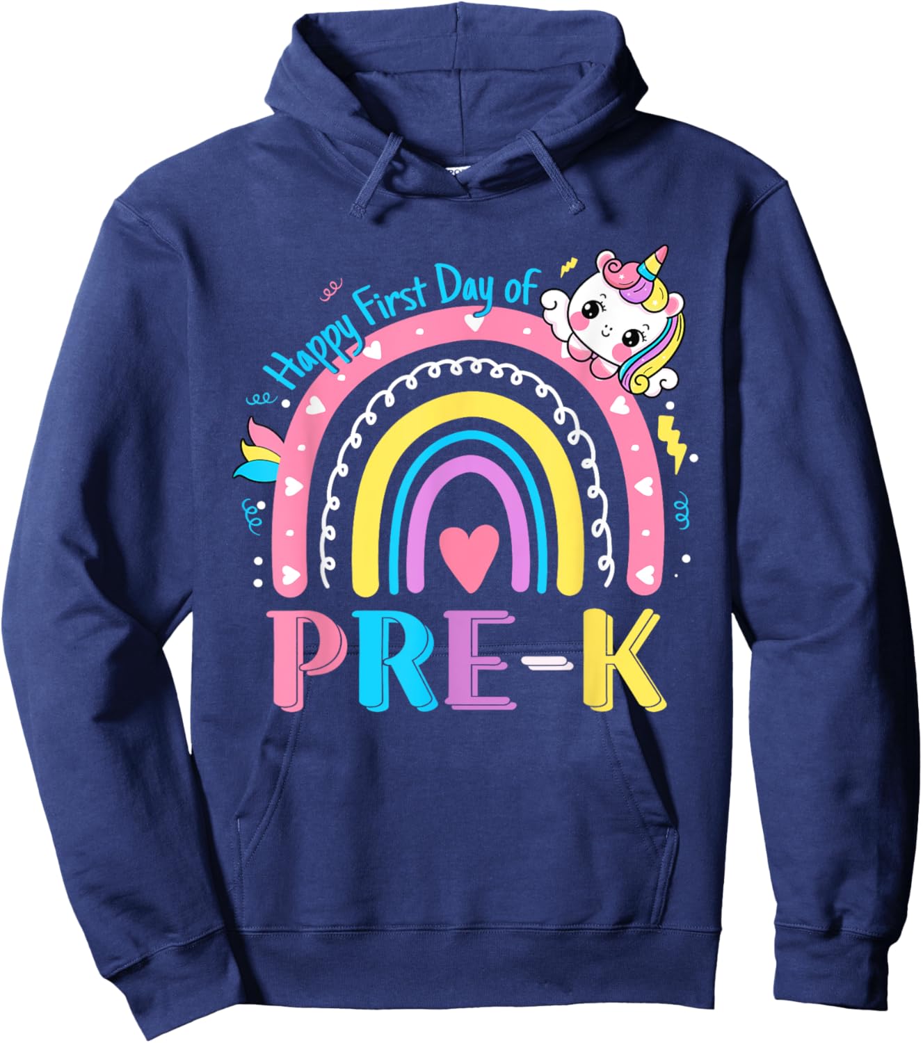 Pre-K First Day to School Team Pre K Unicorn Girl Kids Hoodie - Hoodie | Navy