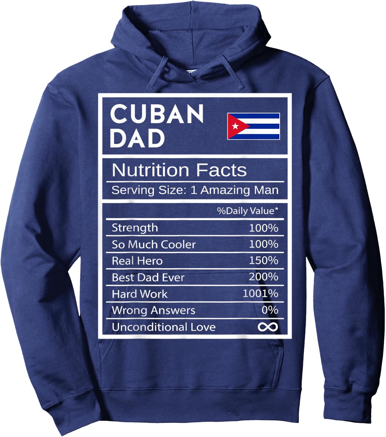 Cuban Dad Nutrition Facts National Pride Gift Dad Hoodie - Hoodie | Navy