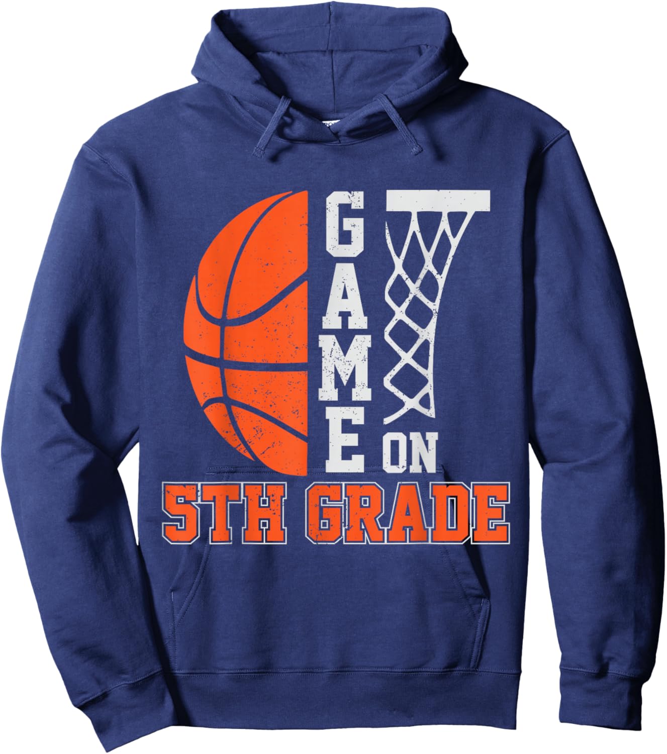 Back To School Game On 5th Grade Funny Basketball Kids Hoodie - Hoodie | Navy