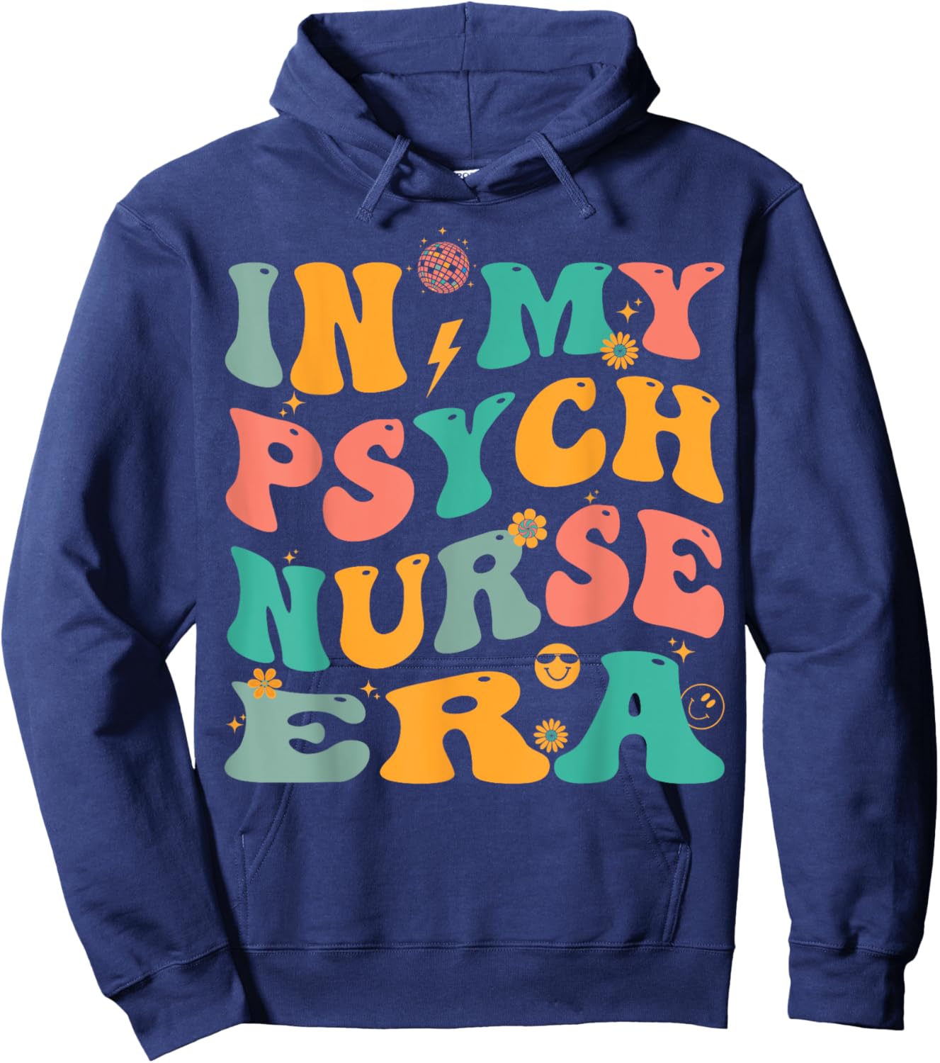 In My Psych Nurse Era Retro Psychiatric Nursing Hoodie - Hoodie | Navy