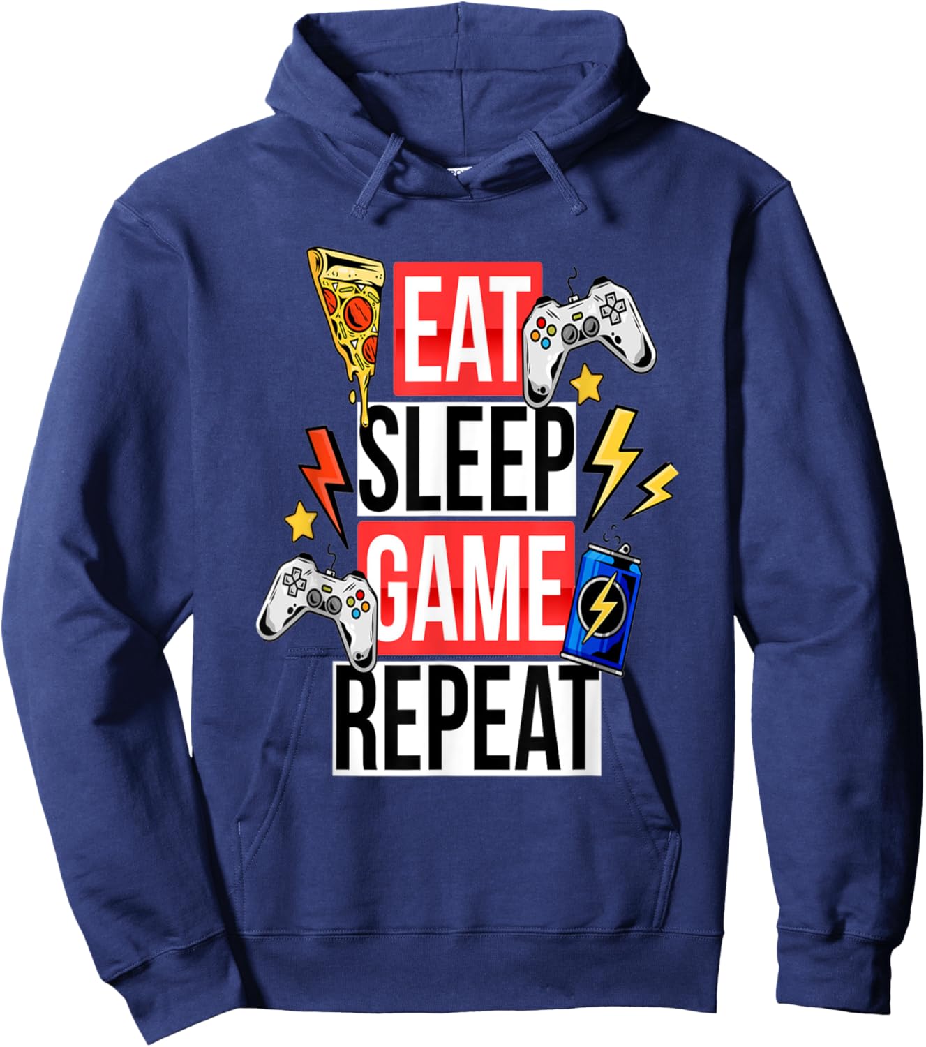 Funny Eat Sleep Game Repeat for Video Games Lovers Hoodie - Hoodie | Navy