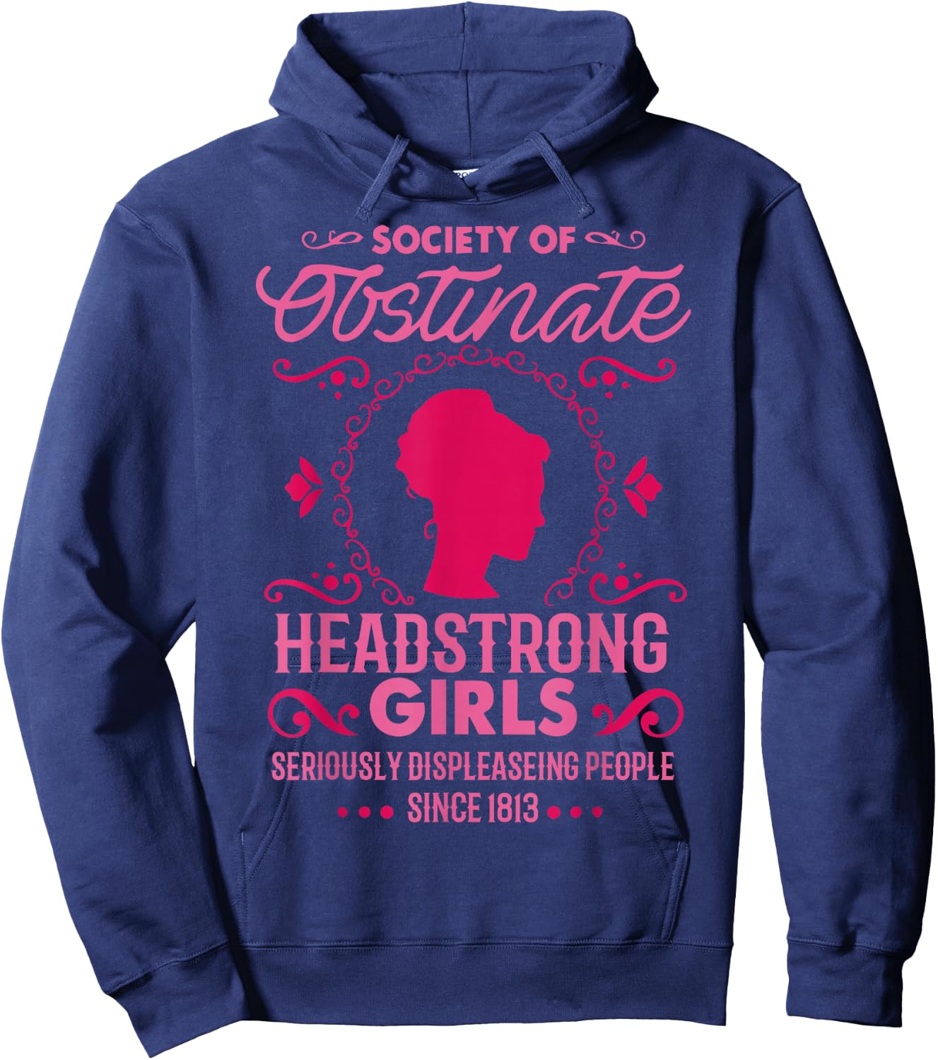 Jane Austen - Society Of Obstinate Headstrong Girls -Adult - Black - Small - Short Sleeve - Cotton Blend - Jane Austen Literary Hoodie - Hoodie | Navy
