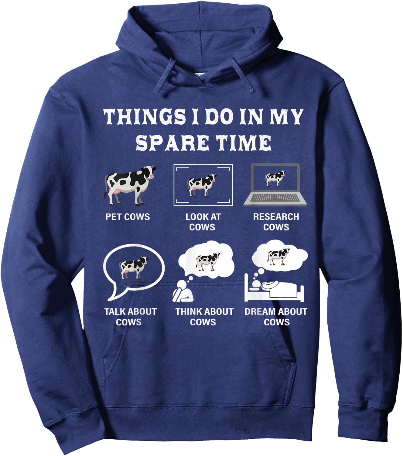 Things I Do In My Spare Time Cow Lover Farmer Cows Gifts Hoodie - Hoodie | Navy