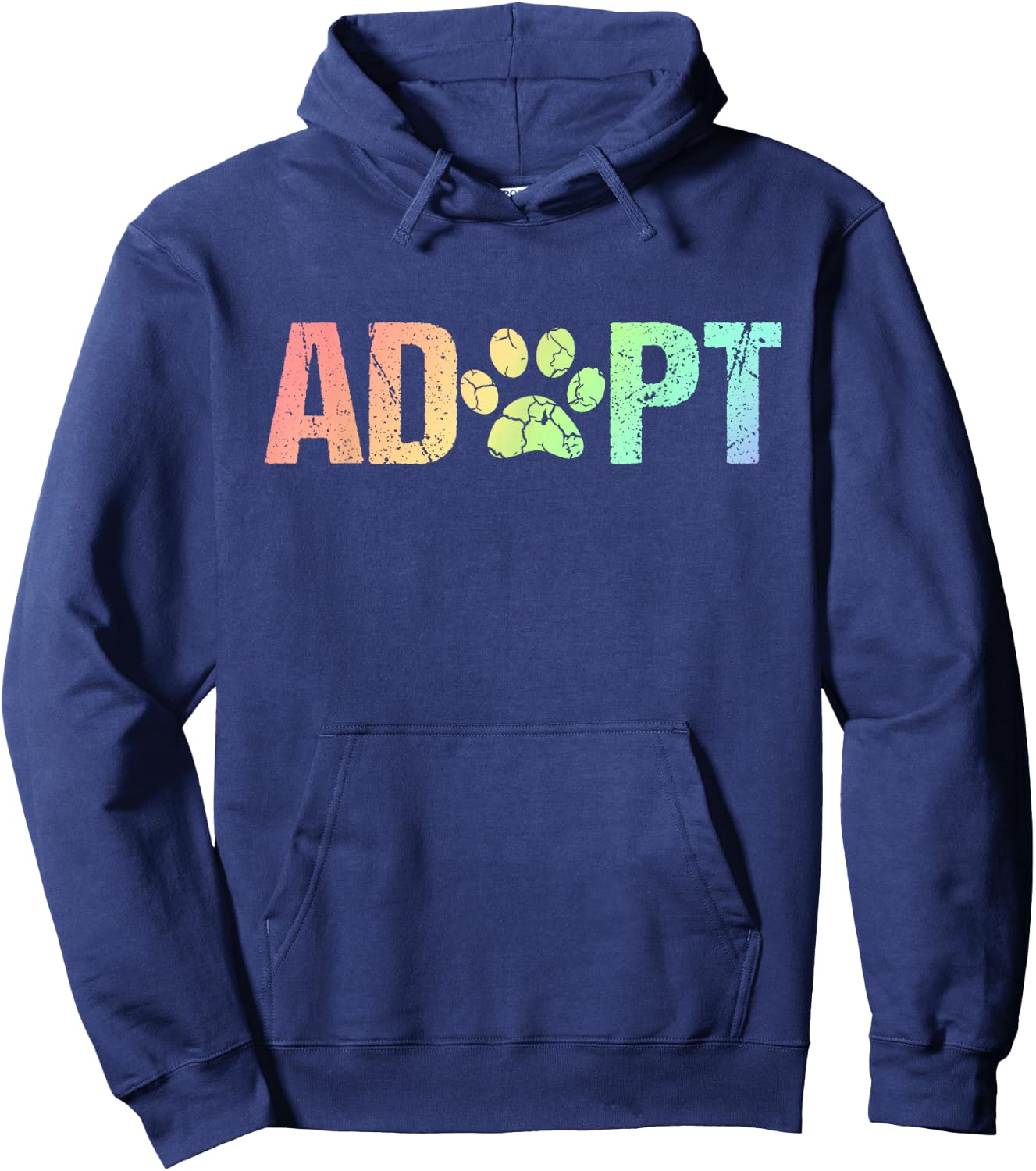 Vintage Rainbow Adopt A Dog Rescue Foster Adoption Month Hoodie - Hoodie | Navy