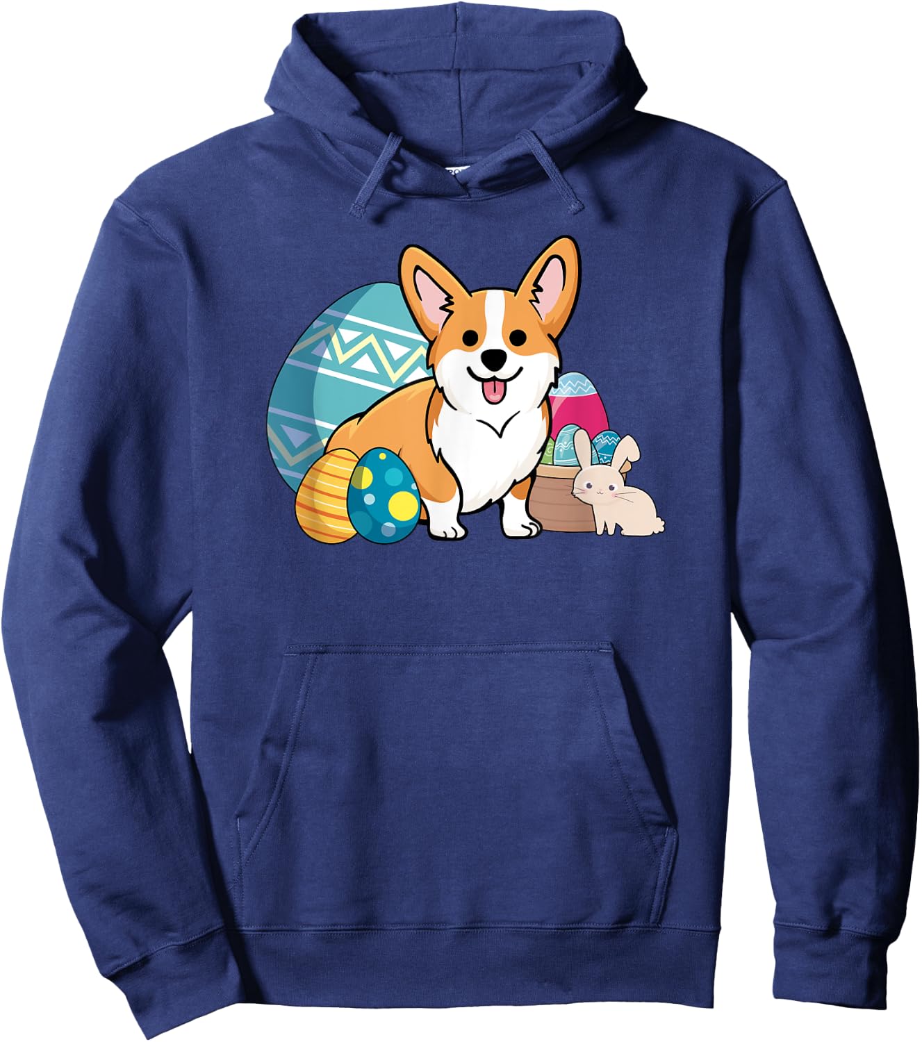 Easter Corgi Dog Cute Cartoon Style Easter Eggs, Basket Women Kids Hoodie - Hoodie | Navy