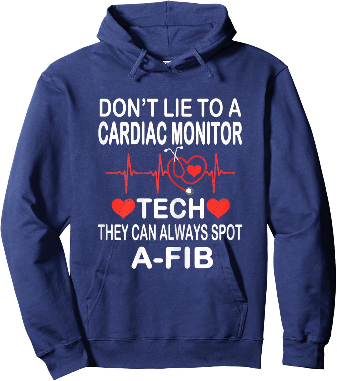 School Nurse Cardiac Monitor Tech - Always Spot A-Fib EKG Hoodie - Hoodie | Navy