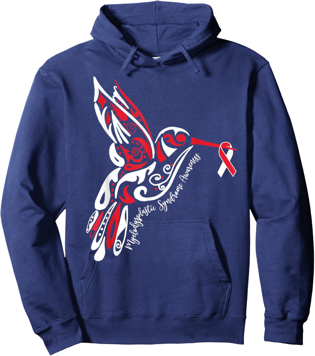 Myelodysplastic Syndrome MDS Awareness Hummingbird Ribbon Hoodie - Hoodie | Navy