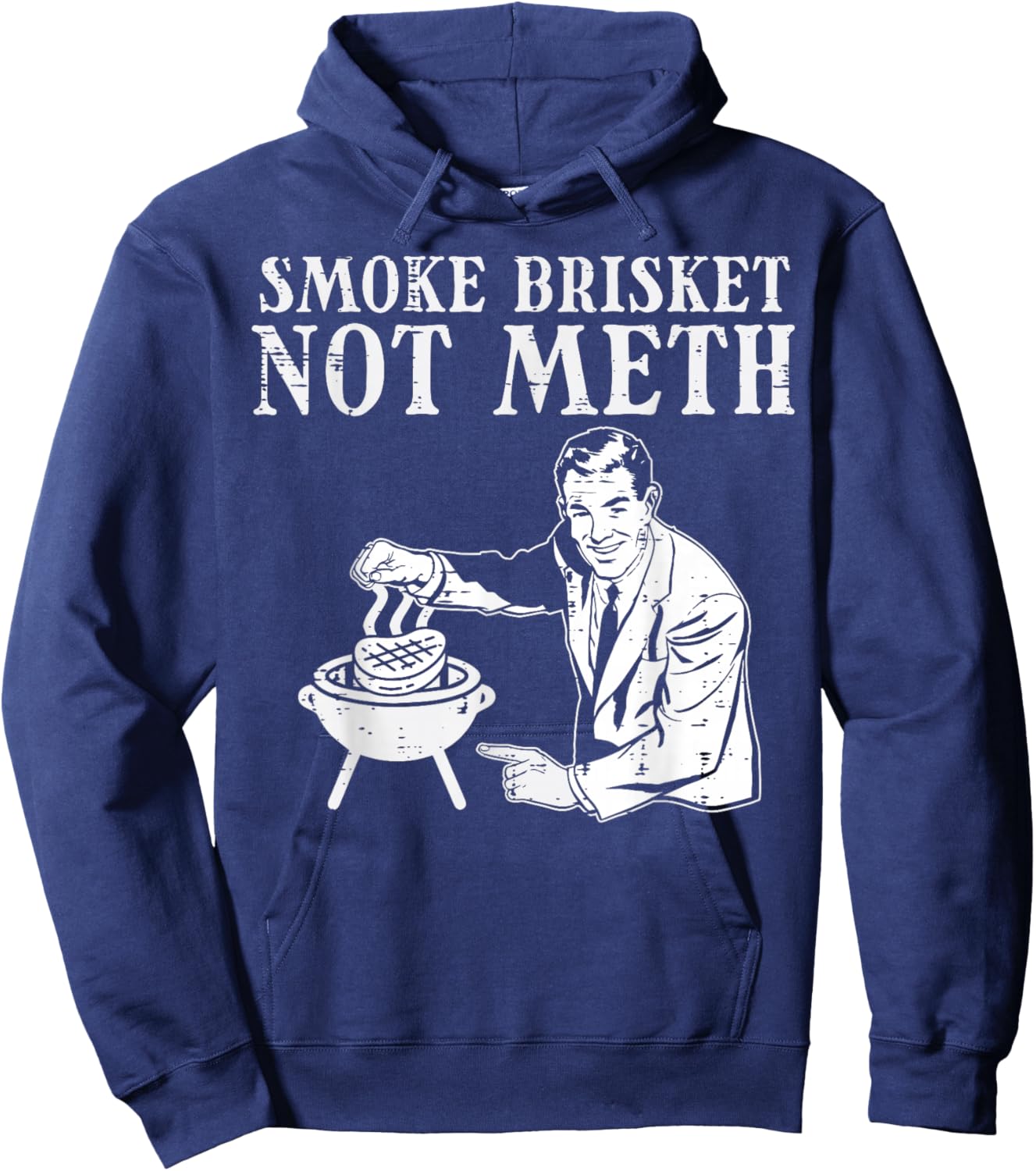 Grill Brisket Fun Bbq Barbecue Meat Grilling Master Dad Men Hoodie - Hoodie | Navy
